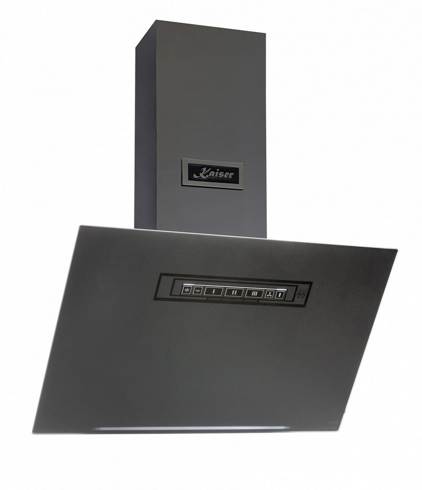 Kaiser Küchengeräte Kopffreihaube AT 6402 ECO..,Dunstabzugshaube 60cm Moire Glas in Graphitgrau 850m³/h Serie La Perle Noire, Kopffreie Dunstabzugshaube, Wandhaube, FullTouch, Randabsaugung, Ambient Light kopffrei Wandhaube Abluftbetrieb/ Umluftbetrieb