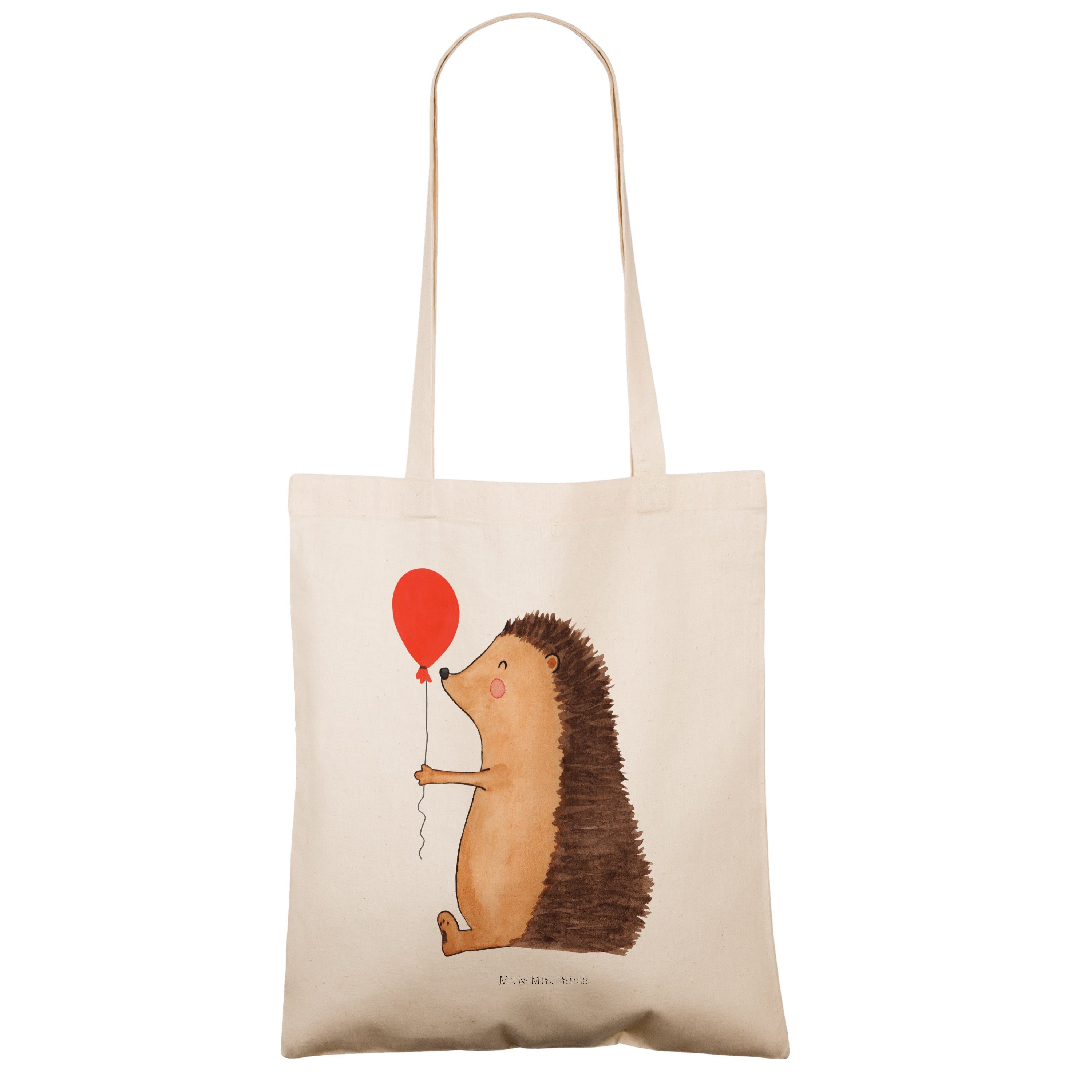 - Tiere, Stoffbeutel, Panda & Hap Tragetasche Luftballon Transparent Igel Mrs. Geschenk, Mr. mit - (1-tlg)