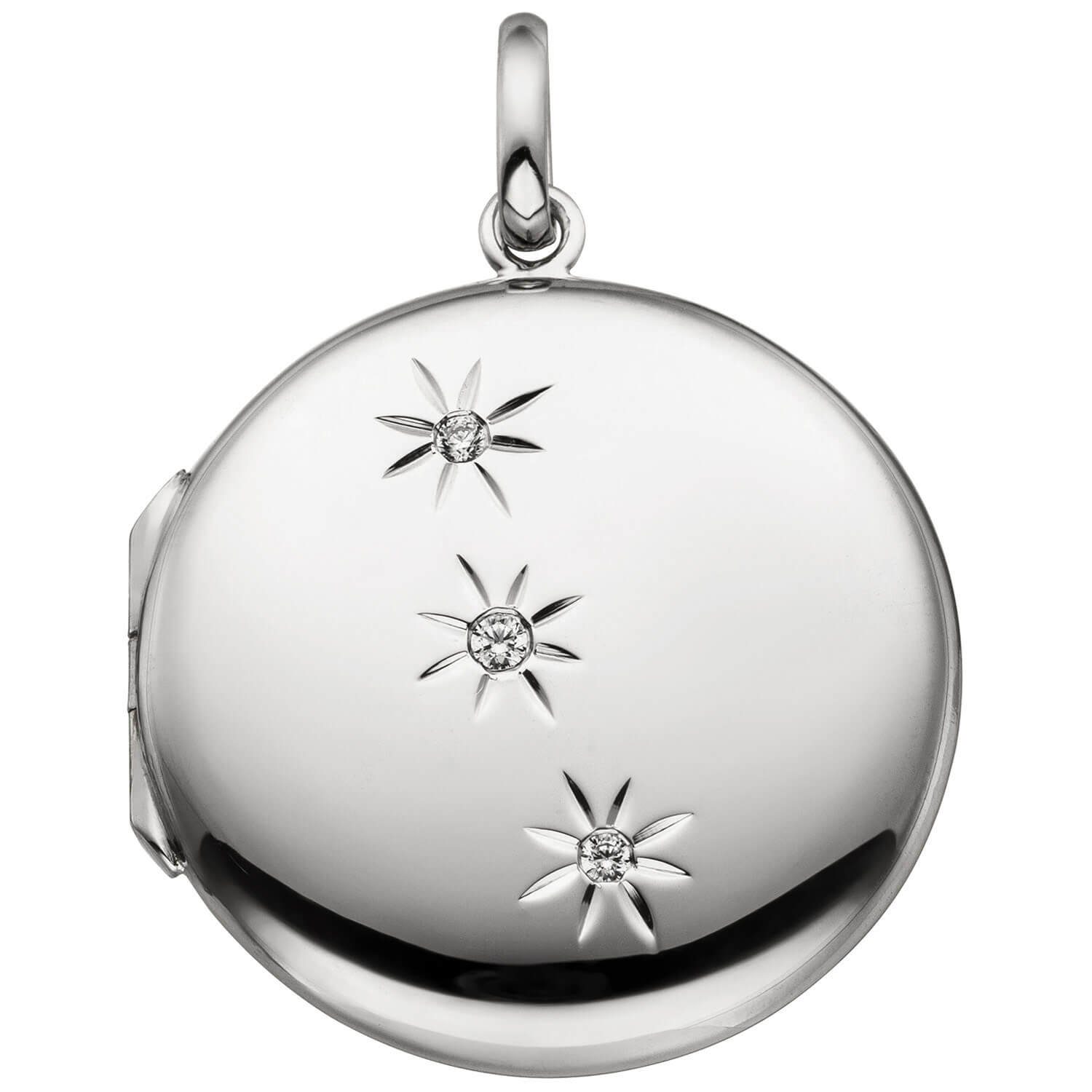 Schmuck Krone Kettenanhänger Anhänger 25,2mm Medaillon für 2 Fotos, 925 Silber, Silber 925