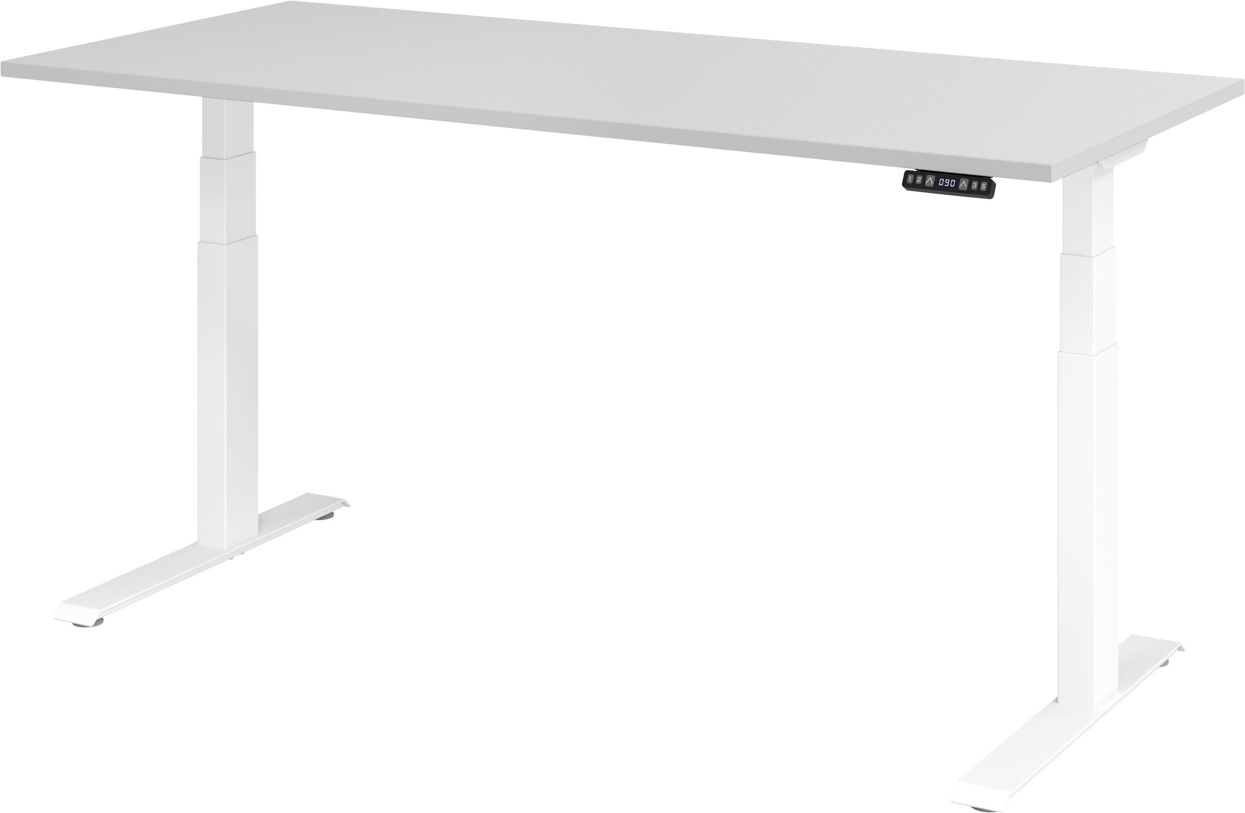 bümö Schreibtisch Schreibtisch elektrisch XDKB, Rechteck: 180 x 80 cm - Dekor: Grau - Gestell: Weiß Weiß | Grau