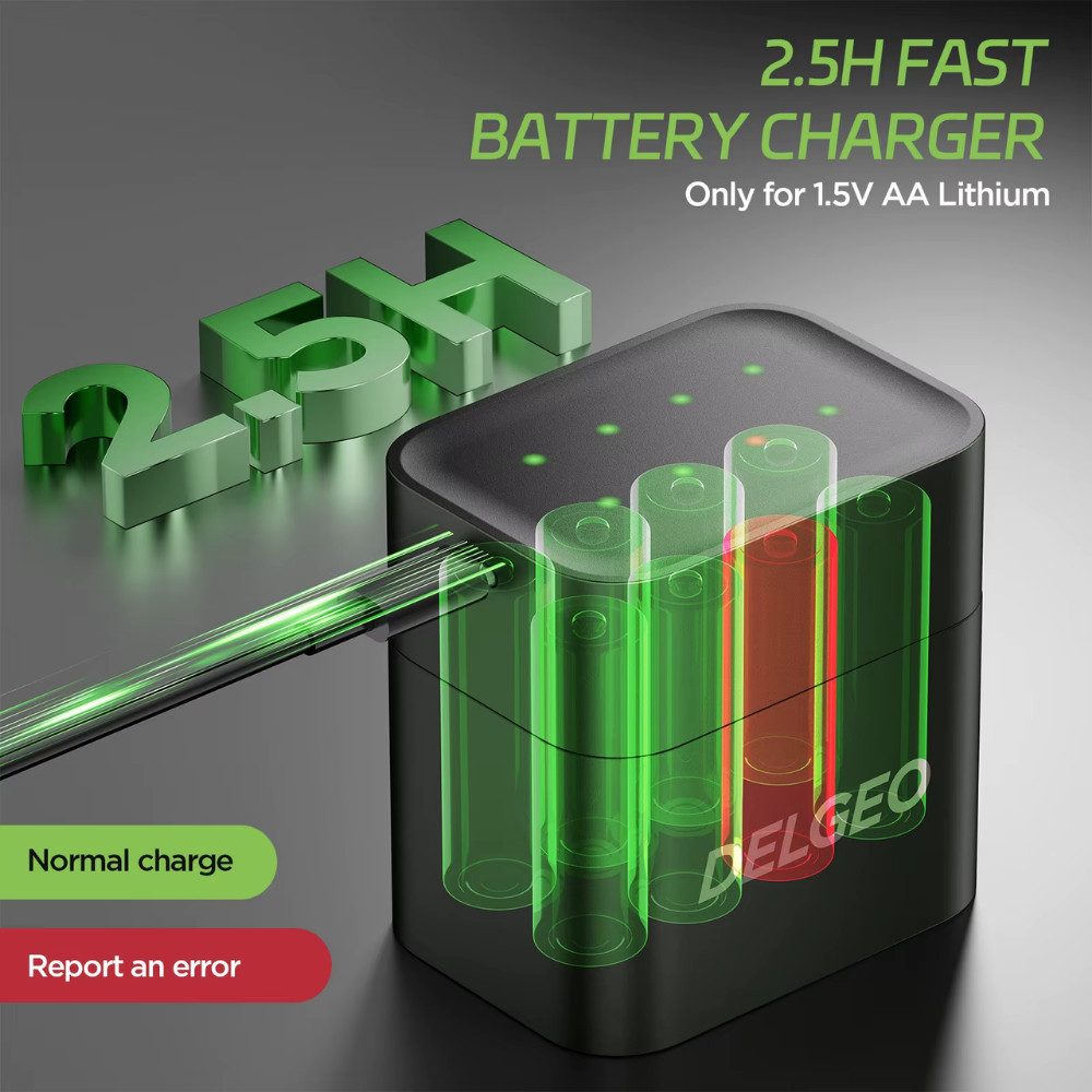 Athlix AA Lithium-Ionen Akku-Set mit Ladeetui Ersatzakkus Aufladbar Akkupacks (1,5 V, 8 St), Schutz vor Auslaufen, Perfekt für Vielnutzer – Bild 4 von 5