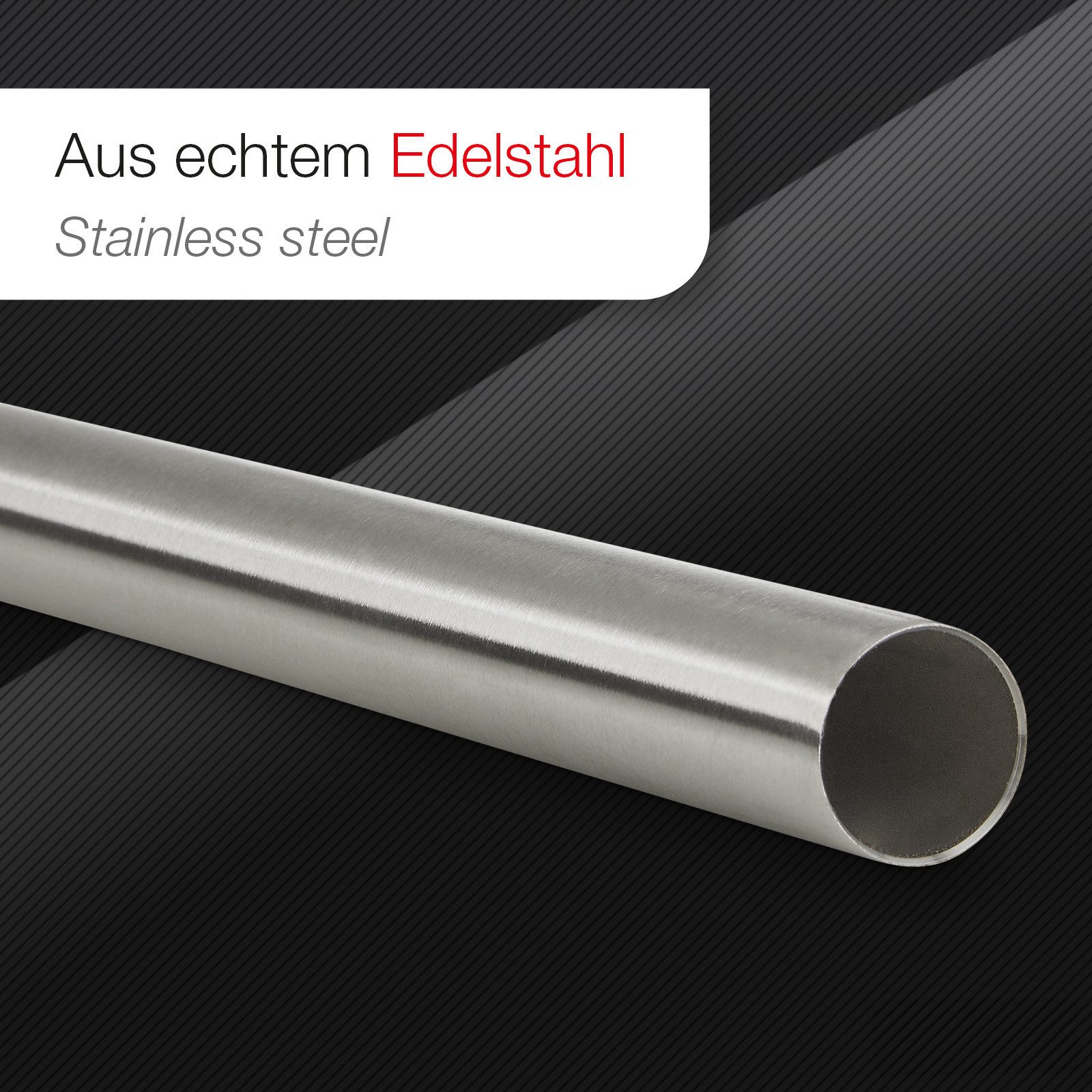 SO-TECH® Garderobenstange Schrankstange Edelstahl rund Ø25mm inkl. Stangenlager Circle, (1 St), Kleiderstange Länge 600 mm