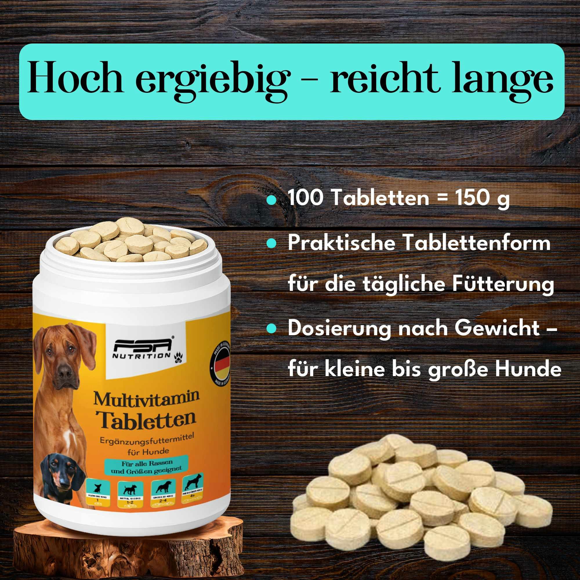 FSA NUTRITION Multivitamintabletten für Hunde, Vitamine für Hunde, Ergänzungsfutter für: Hunde