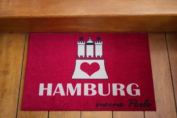 Fußmatte Hamburger Matte ROT 60 x 40 cm rot Meine Perle, ASTRA, Rechteckig, Höhe: 3 mm