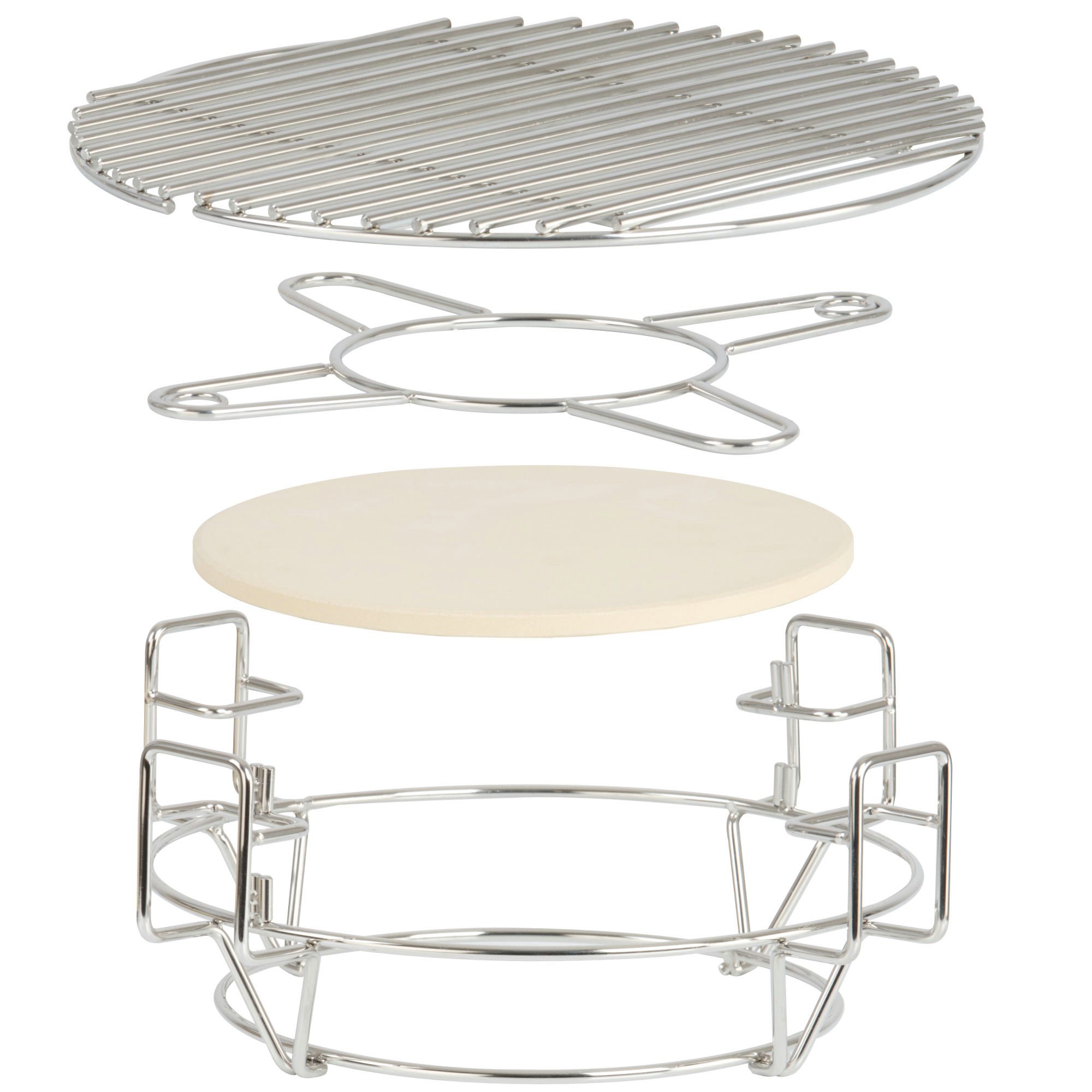 BBQ-Toro Grillerweiterung Kochsystem für Kamado Ø 39 cm, Edelstahl Smokersystem mit 3 Ebenen, Geeignet für viele Ø 39 cm Kamados und weitere Grills