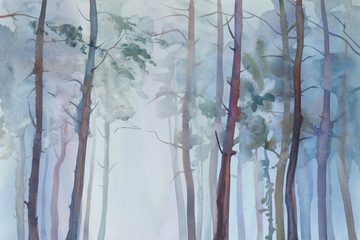 A.S. Création Leinwandbild Aquarelle Forest, Wald (1 St), Aquarell Bild Keilrahmen Wald