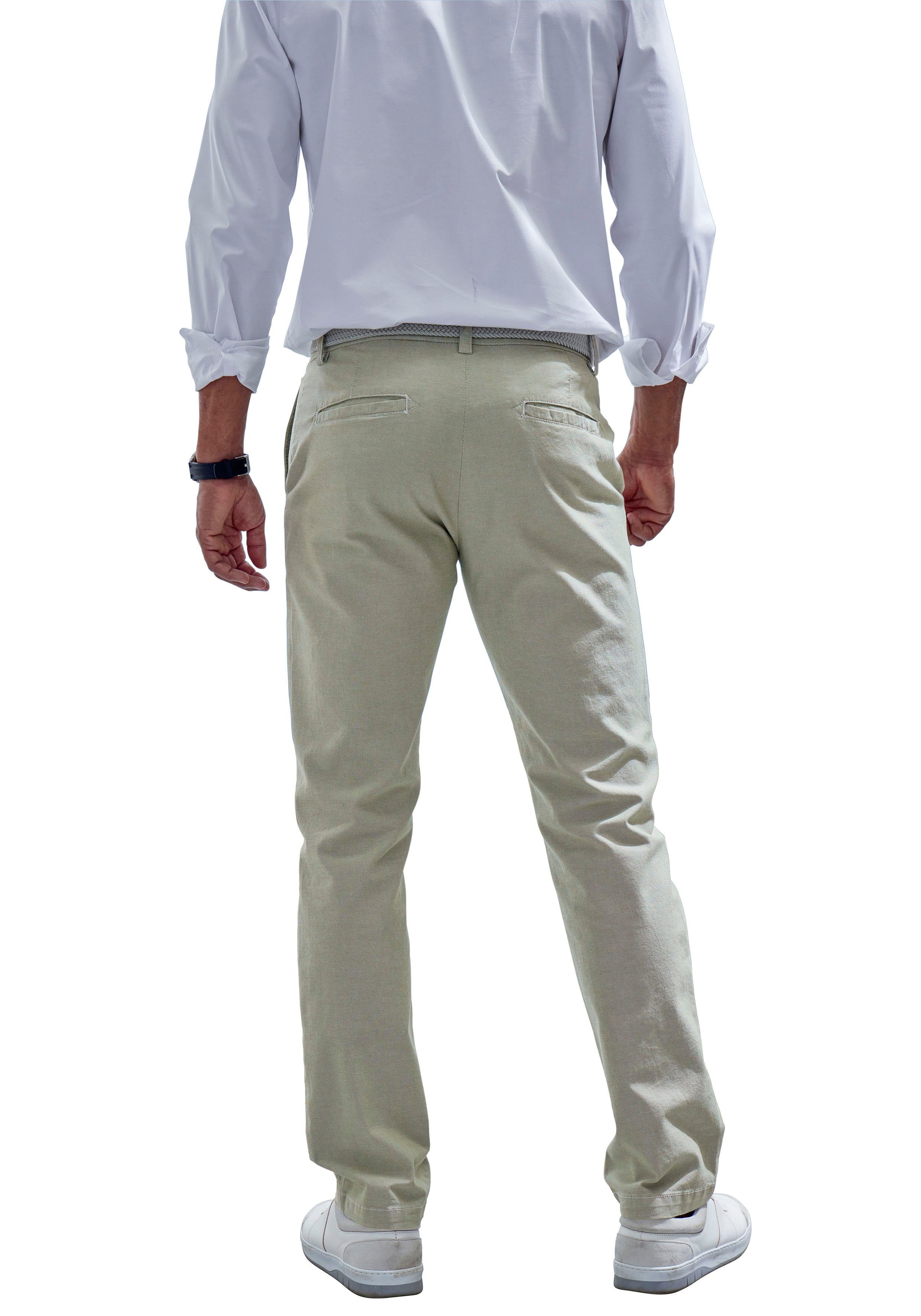 John Devin Chinohose regular-fit, lange Oxford Hose aus elastischer Baumwoll-Qualität