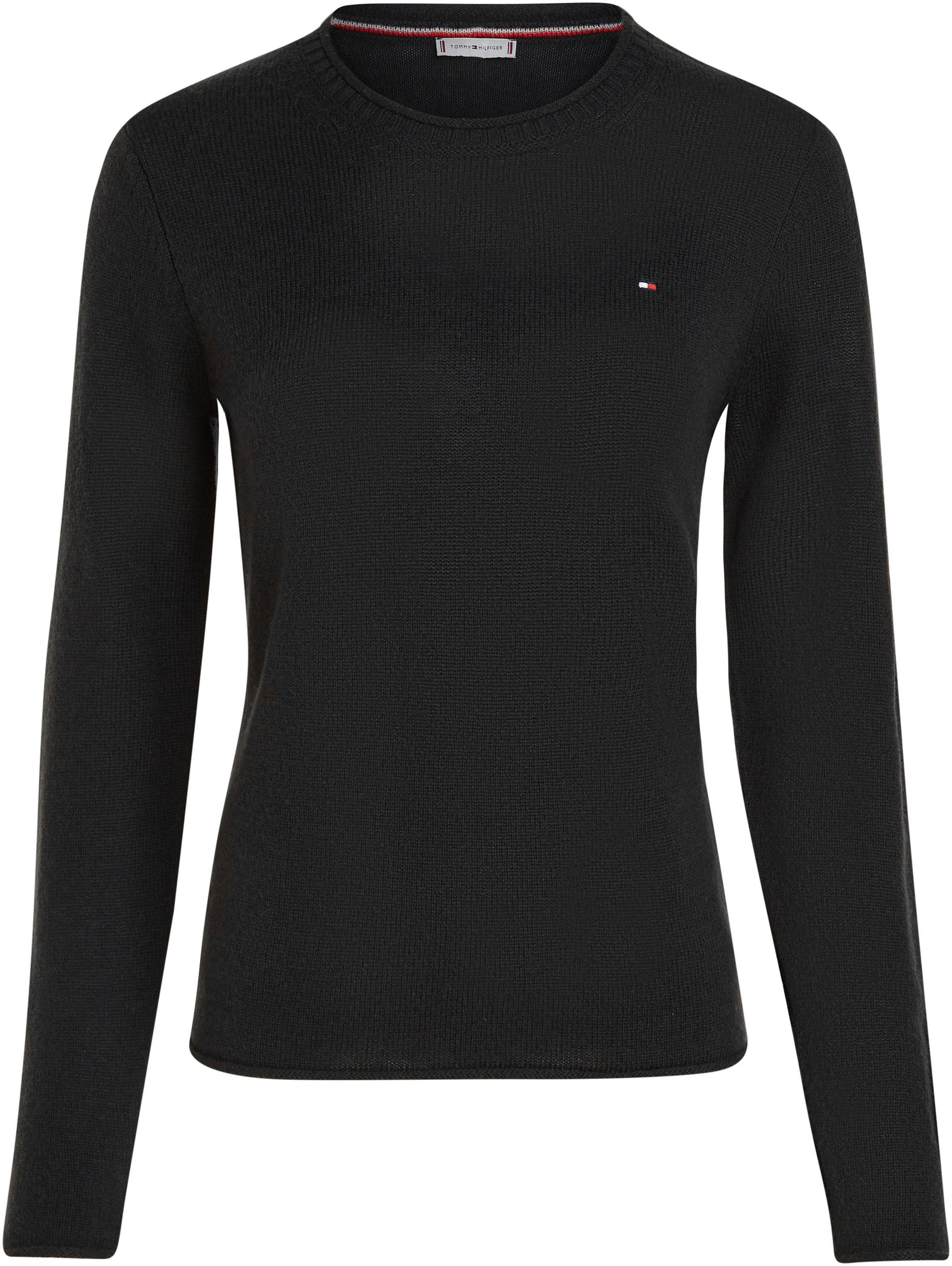 Tommy schwarz Hilfiger mit Logostickerei Strickpullover