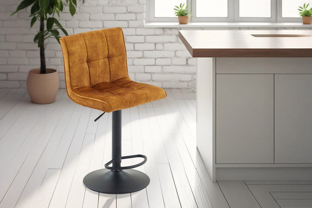 riess-ambiente Barhocker MODENA senfgelb/schwarz - Samt, günstig online kaufen