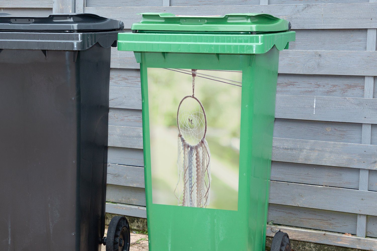 handgefertigter Traumfänger Abfalbehälter Wandsticker Container, (1 Ein Mülleimer-aufkleber, St), MuchoWow Mülltonne, Sticker,