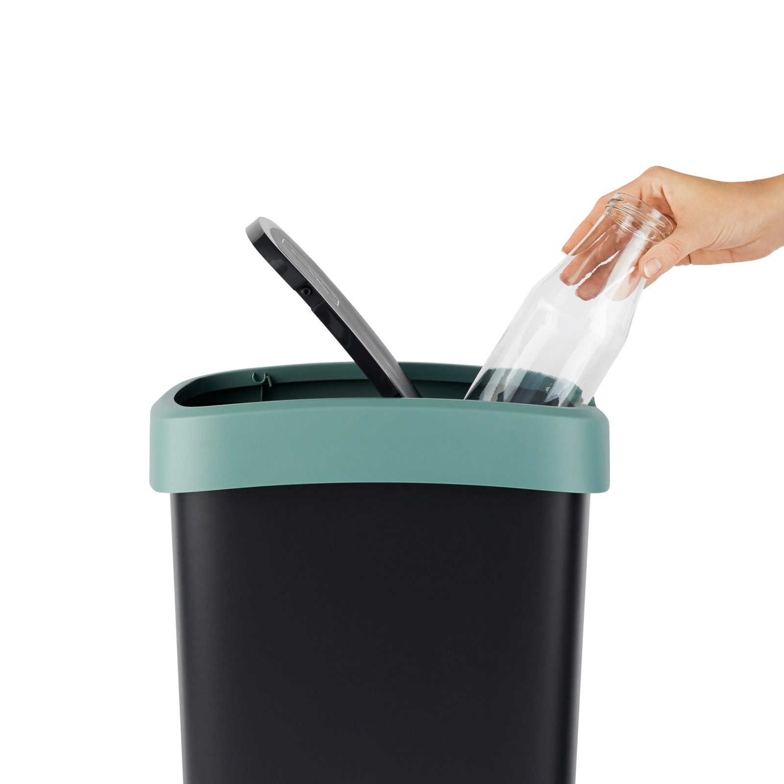ROTHO Mülleimer Twist 3er-Set Mülleimer 50l mit Deckel, Kunststoff (PP) BPA-frei