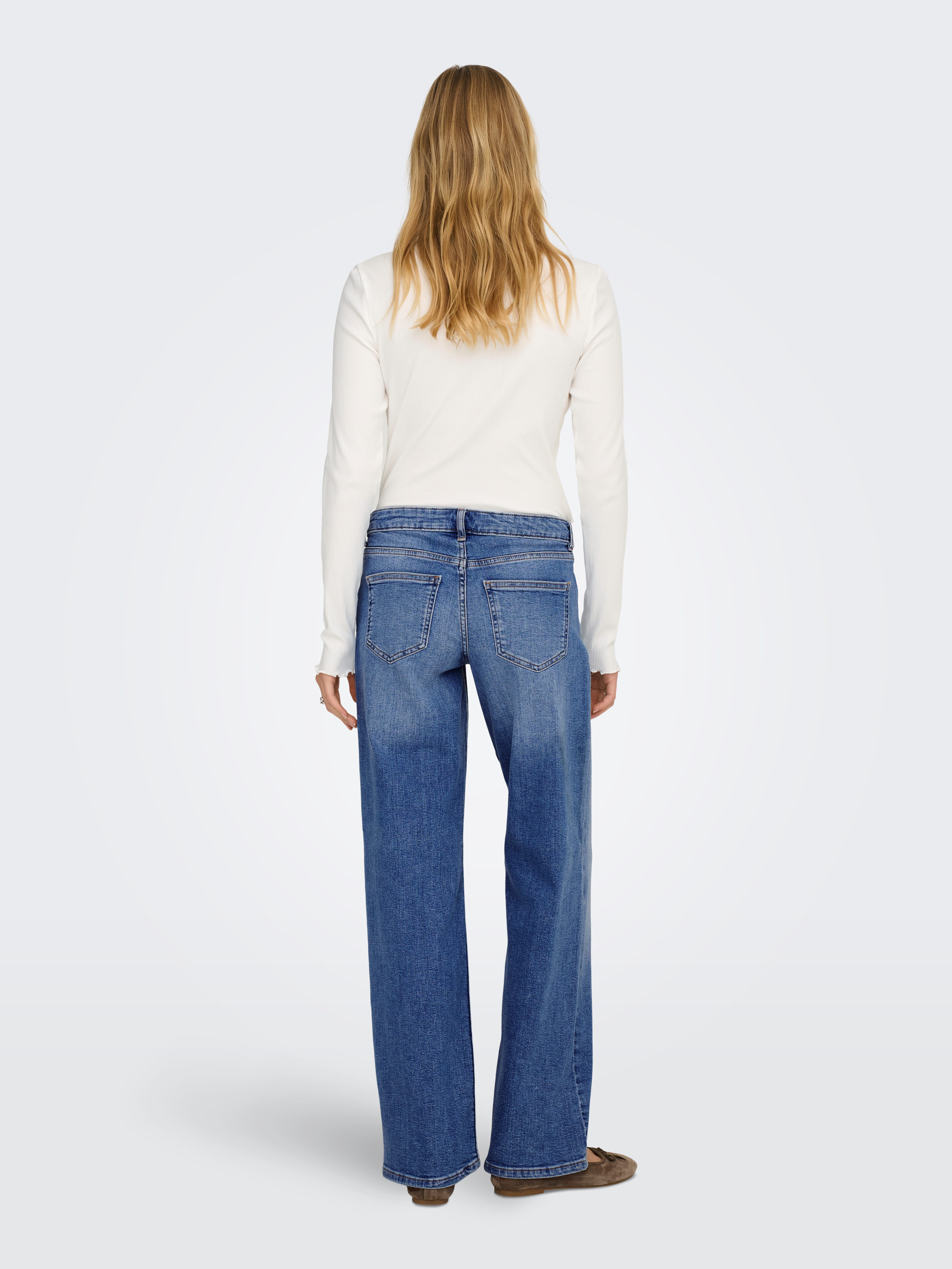 ONLY Weite Jeans ONLJUDY-O LW WIDE LEG DNM TAI712 NOOS niedrige Leibhöhe, weite Beinform