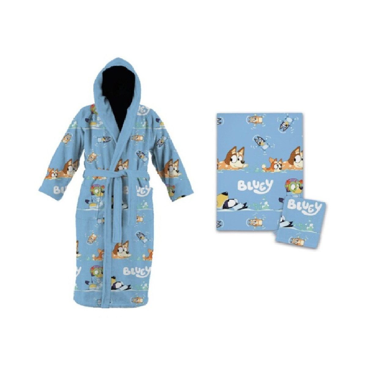 Bluey Kinderbademantel Bade Set für Kinder Bademantel Handtuch und Waschhandschuh