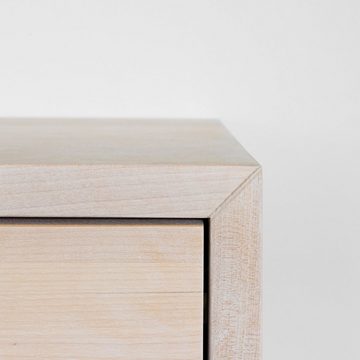 Woodek Design Nachttisch HUGO Breiter, Moderne und Schwebende Nachtkommode (Ablagetisch aus weißer Birke, 1-St., Hängende und Moderne Nachttischkonsole), Kompakter Nachtschrank mit Stauraum