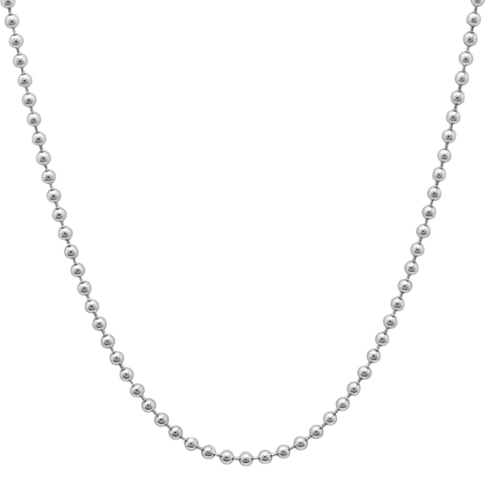 Silberkette Kugelkette 2,5mm 925er Silber Massiv Rhodiniert Glänzend