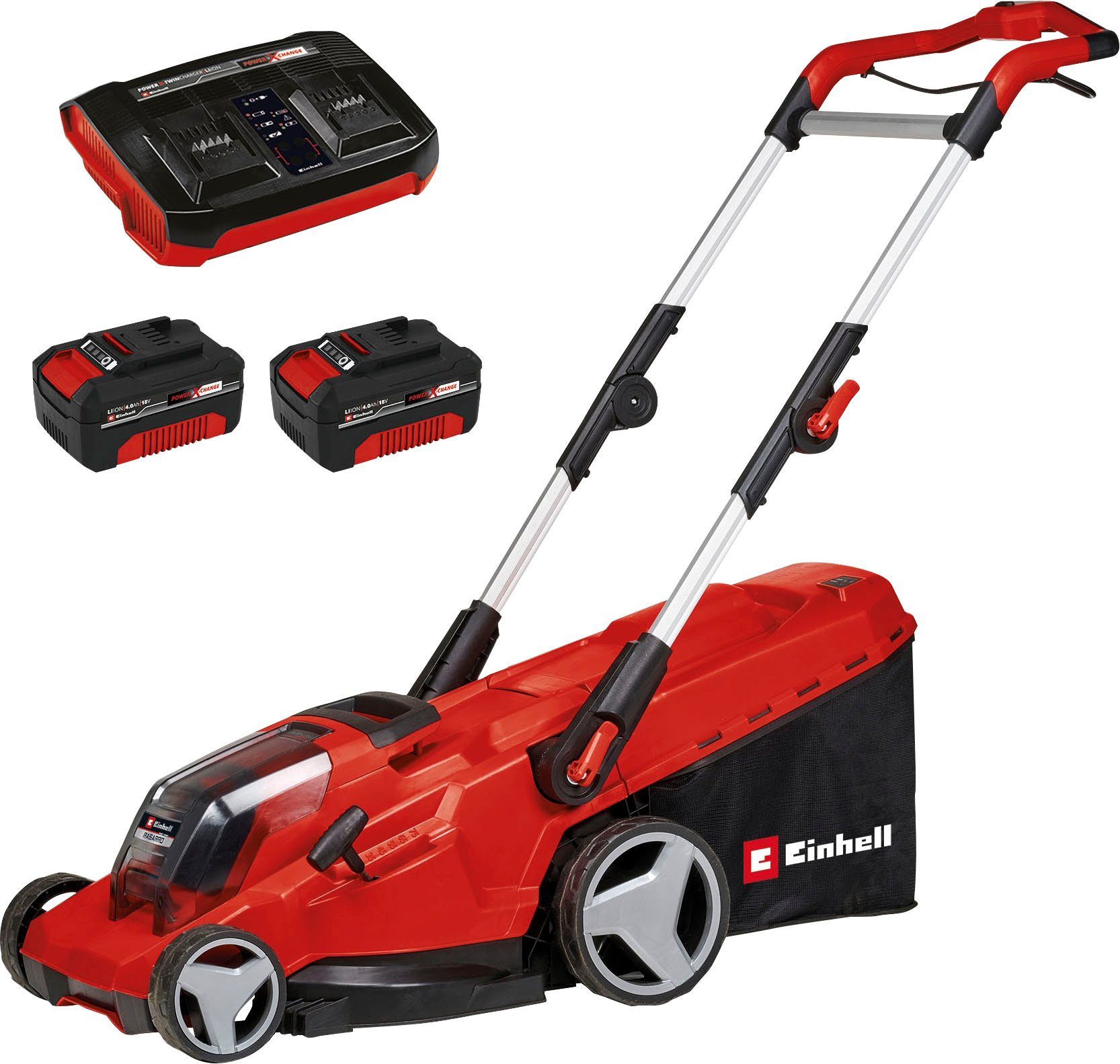 Einhell Akkurasenmäher Einhell Power X-Change RASARRO 36/40, 40 cm Schnittbreite, mit 2x Akku 18V/4,0Ah und 2x Ladegerät