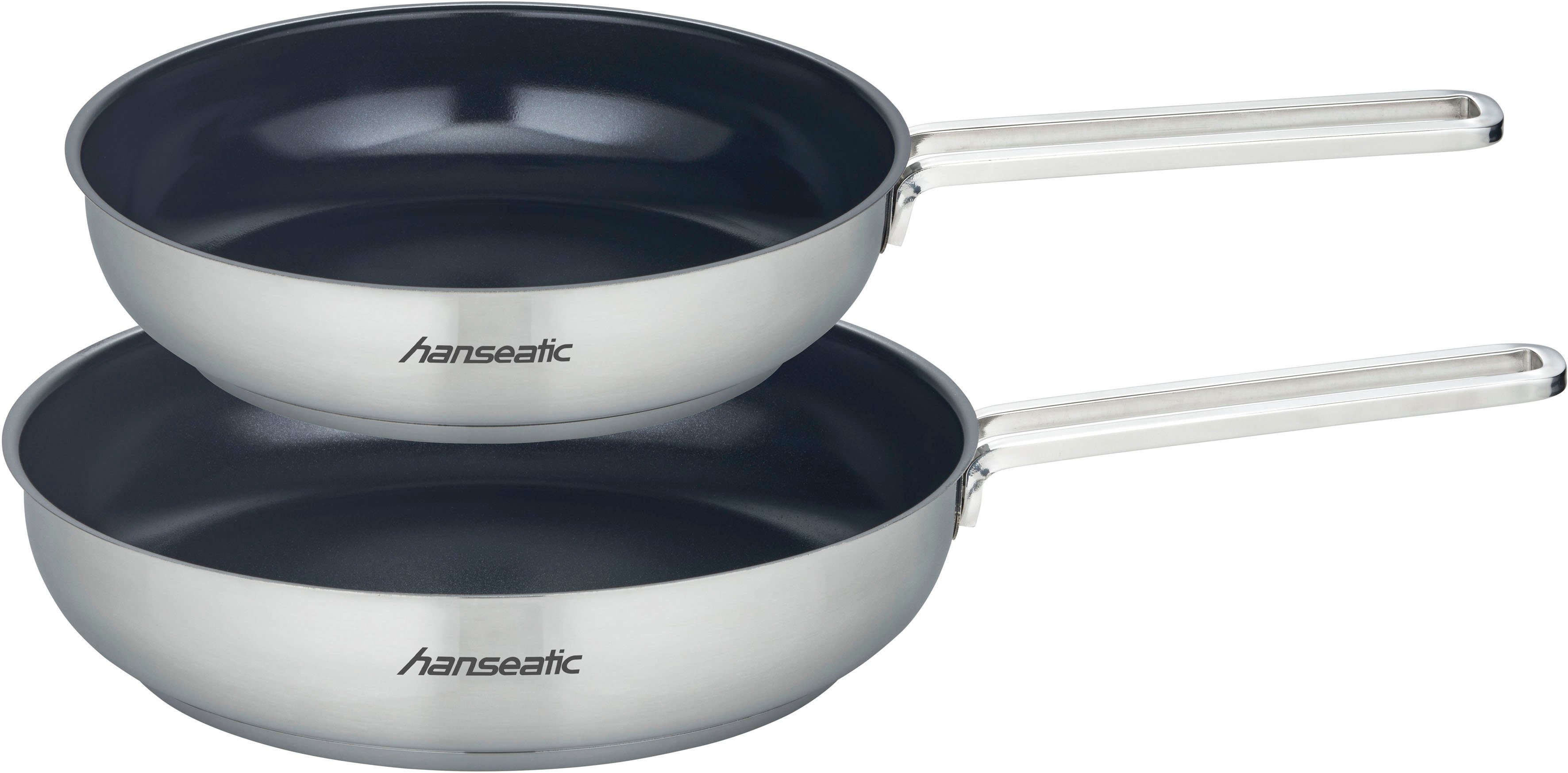 Hanseatic Pfannen-Set hanseatic, Edelstahl 18/10 (Set, 2-tlg., je 1x Pfanne 24 cm, 2,2 l, 28 cm, 3,4 l), Antihaft-Versiegelung, beschichtet, Induktion