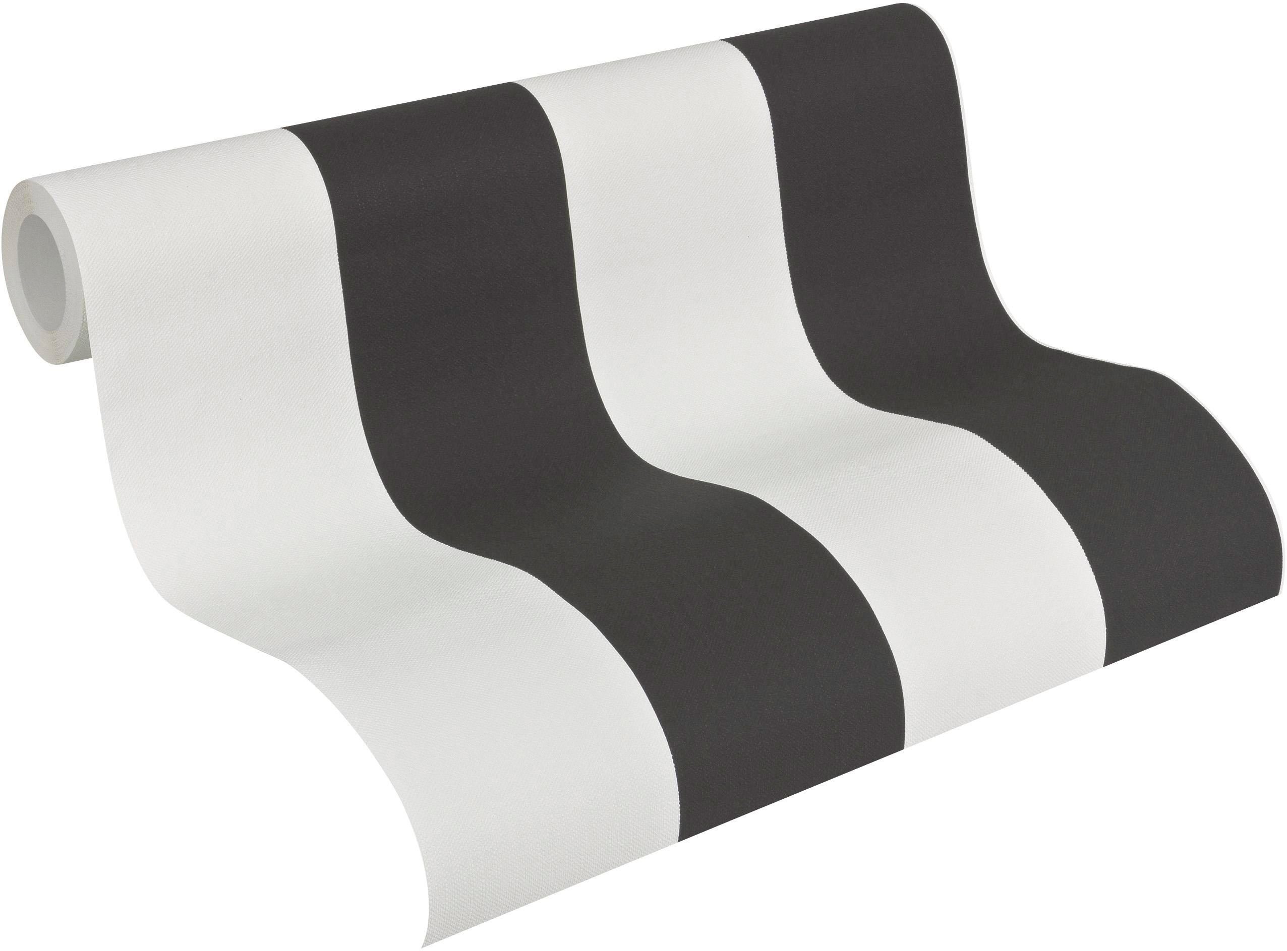 Weiß Vliestapete living Tapete gestreift, Black Streifen & Schwarz Modern White, Streifen, walls