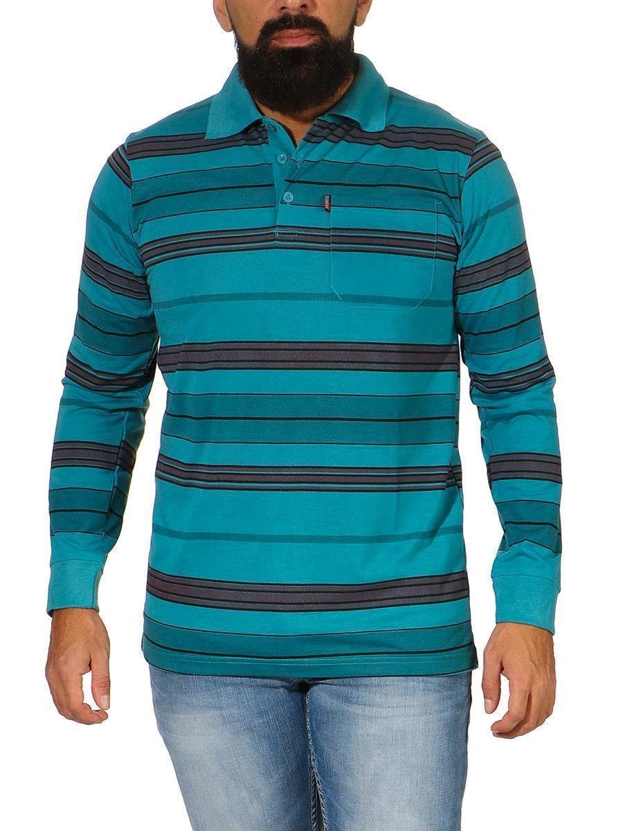 EloModa Poloshirt Herren Polo Shirt Langarm Longsleeve mit Brusttaschen Gr. M L XL 2XL (1-tlg) Grün
