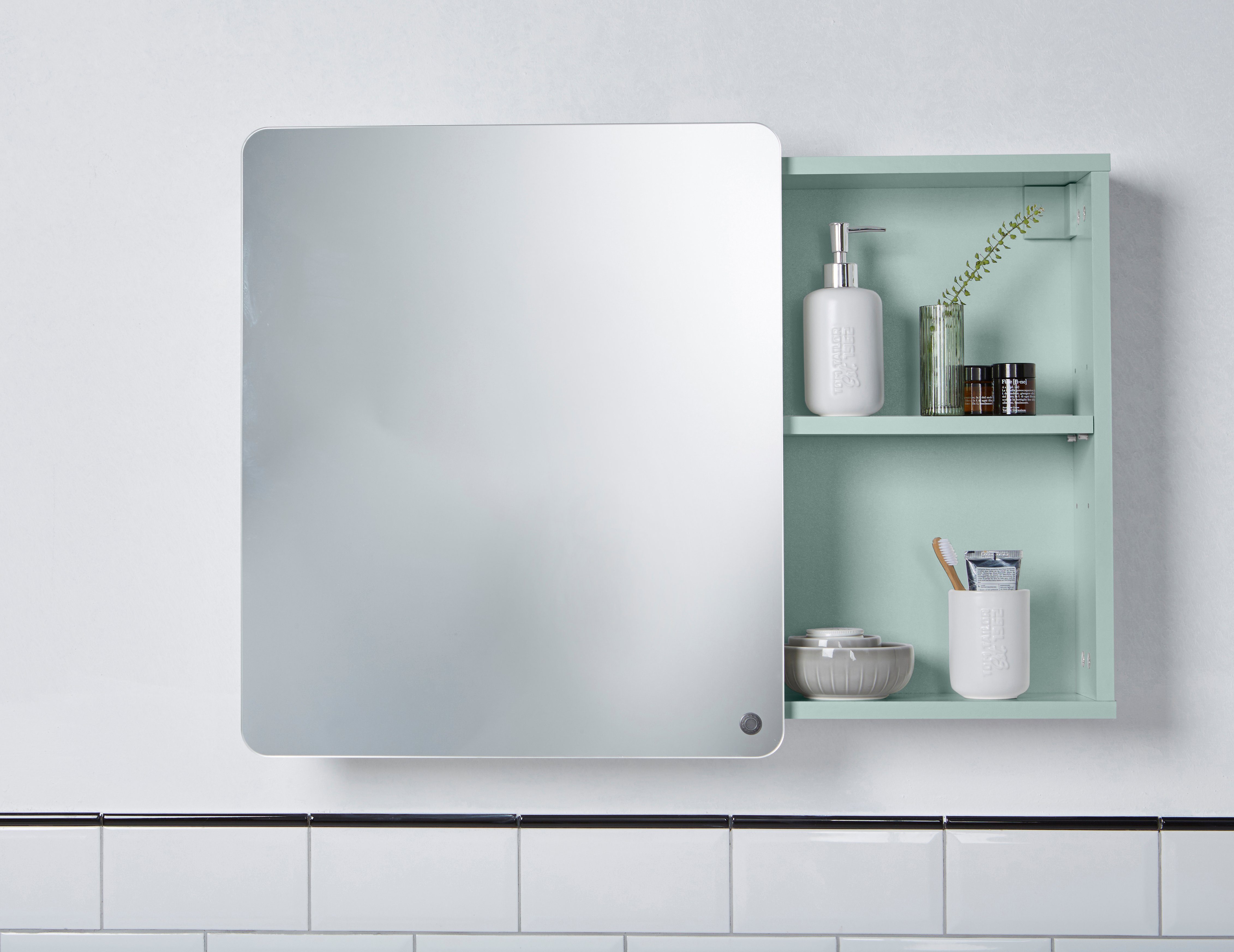 attraktiven Badspiegel Stauraum, - großer COLOR mit Badspiegel vielen mit lackiert Ecken, in Large BATH MDF Farben gerundeten TAILOR HOME TOM Mirror