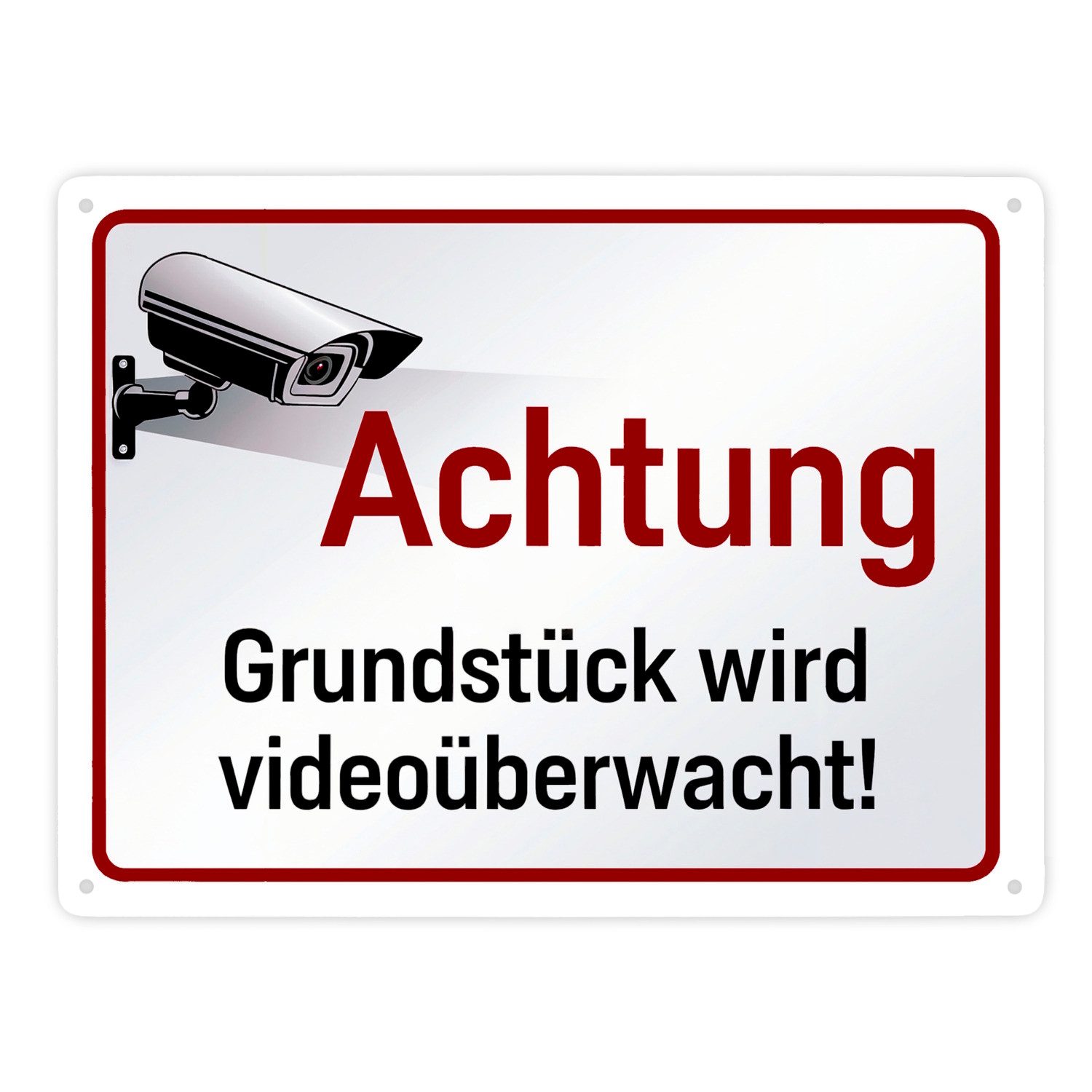 speecheese Metallschild Überwachungskamera Metallschild XXL in 28x38 cm Videoüberwacht