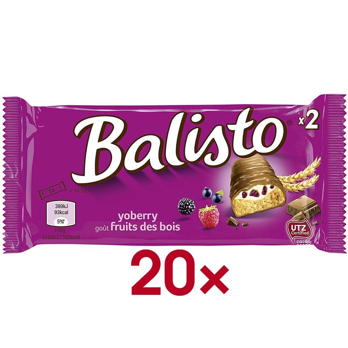 Balisto Riegel Yoberry, 20 Schokoriegel