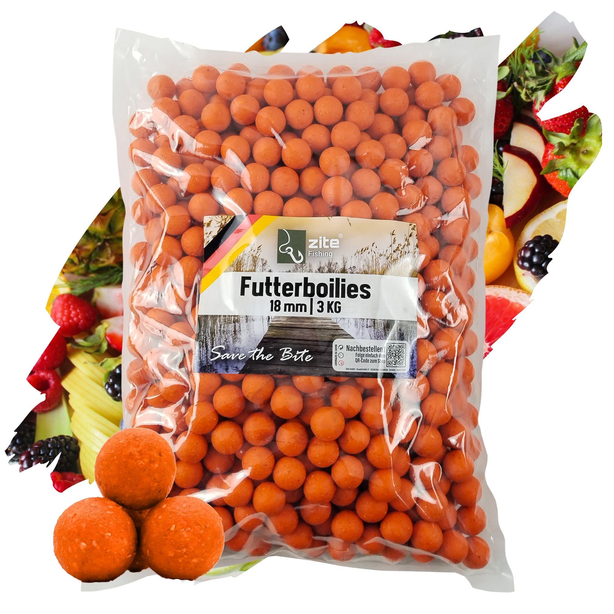 Zite Kunstköder Futterboilies Karpfenangeln - 3kg Karpfenköder 18mm - Viele Aromen Tutti Frutti