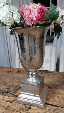 MichaelNoll Dekovase MichaelNoll Vase Blumenvase Gefäß Pokalvase Dekovase - Metall Aluminium Silber - Deko für Wohnzimmer, Schlafzimmer oder Büro 40 cm