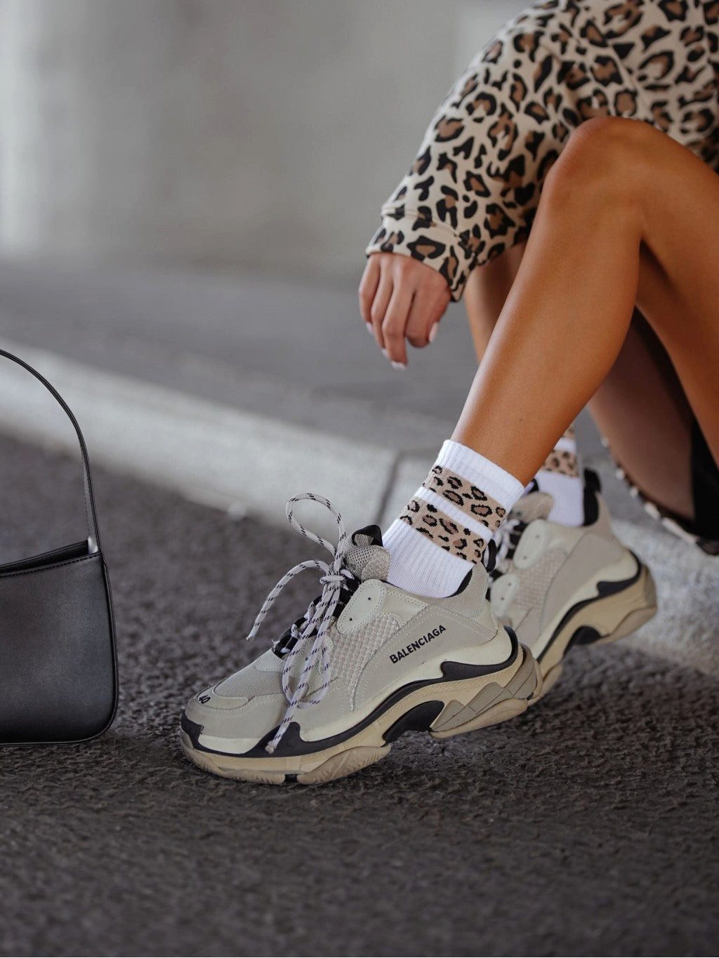 Lycille Langsocken 1 Paar moderne Langsocken 37/41 aus Baumwolle mit Tiermuster-Streifen