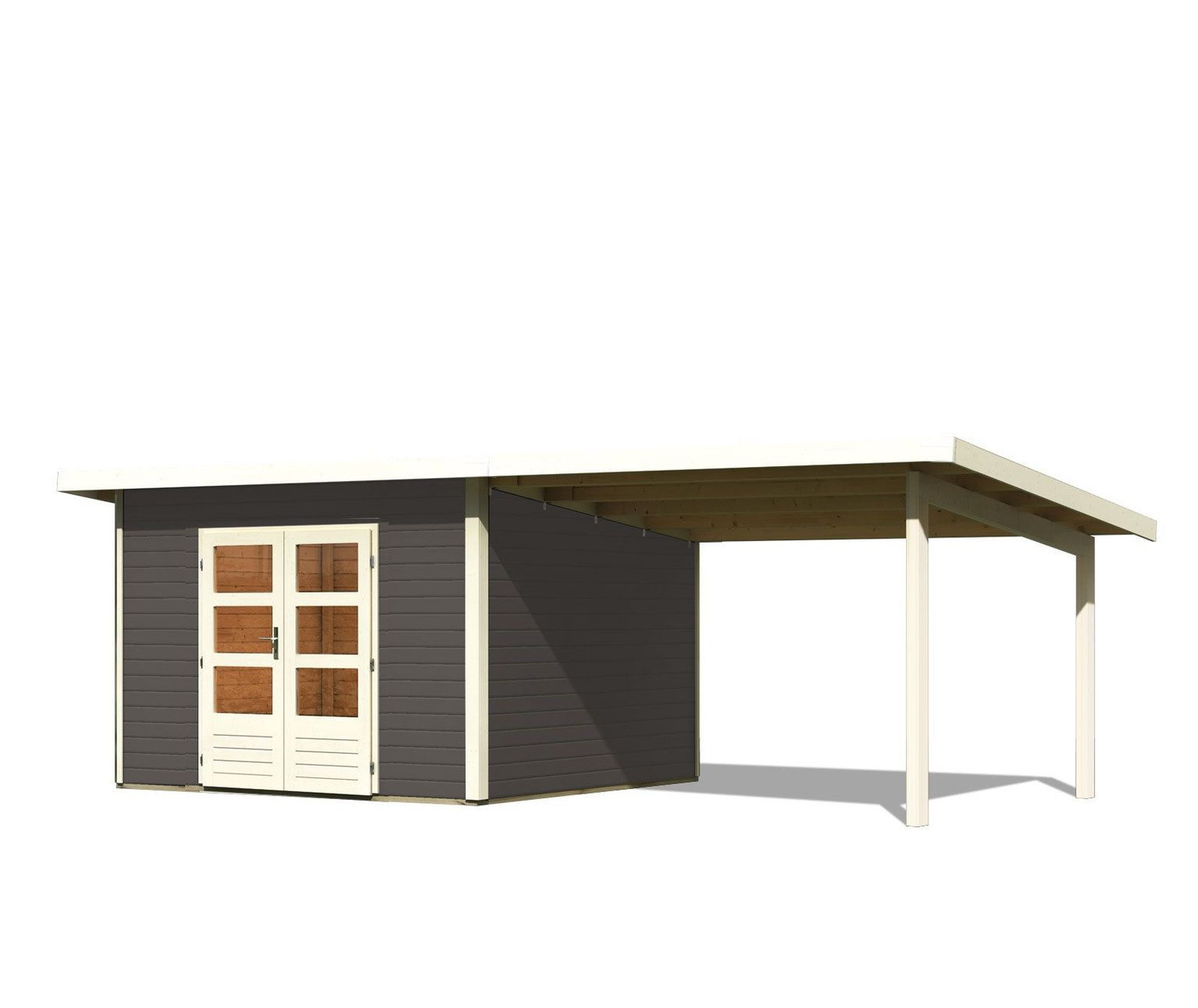 Karibu Gartenhaus Karibu Gartenhaus Northeim, 38 mm, 664 x 332 cm, Typ 3, terragrau, inkl. 3,3 m Anbaudach