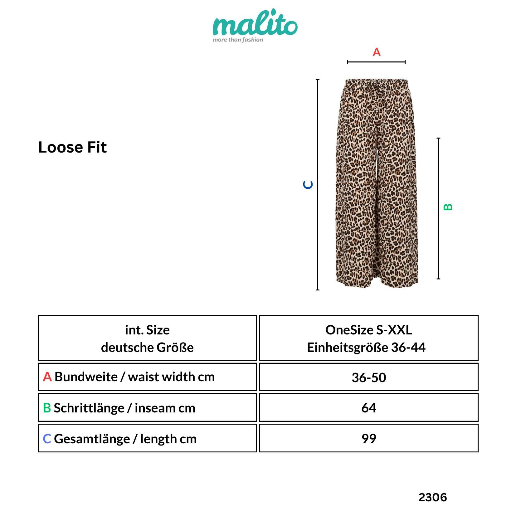 malito more than fashion Palazzohose Palazzohose Animal-Print / Unifarben 2306 lockere Animal Print Sommerhose