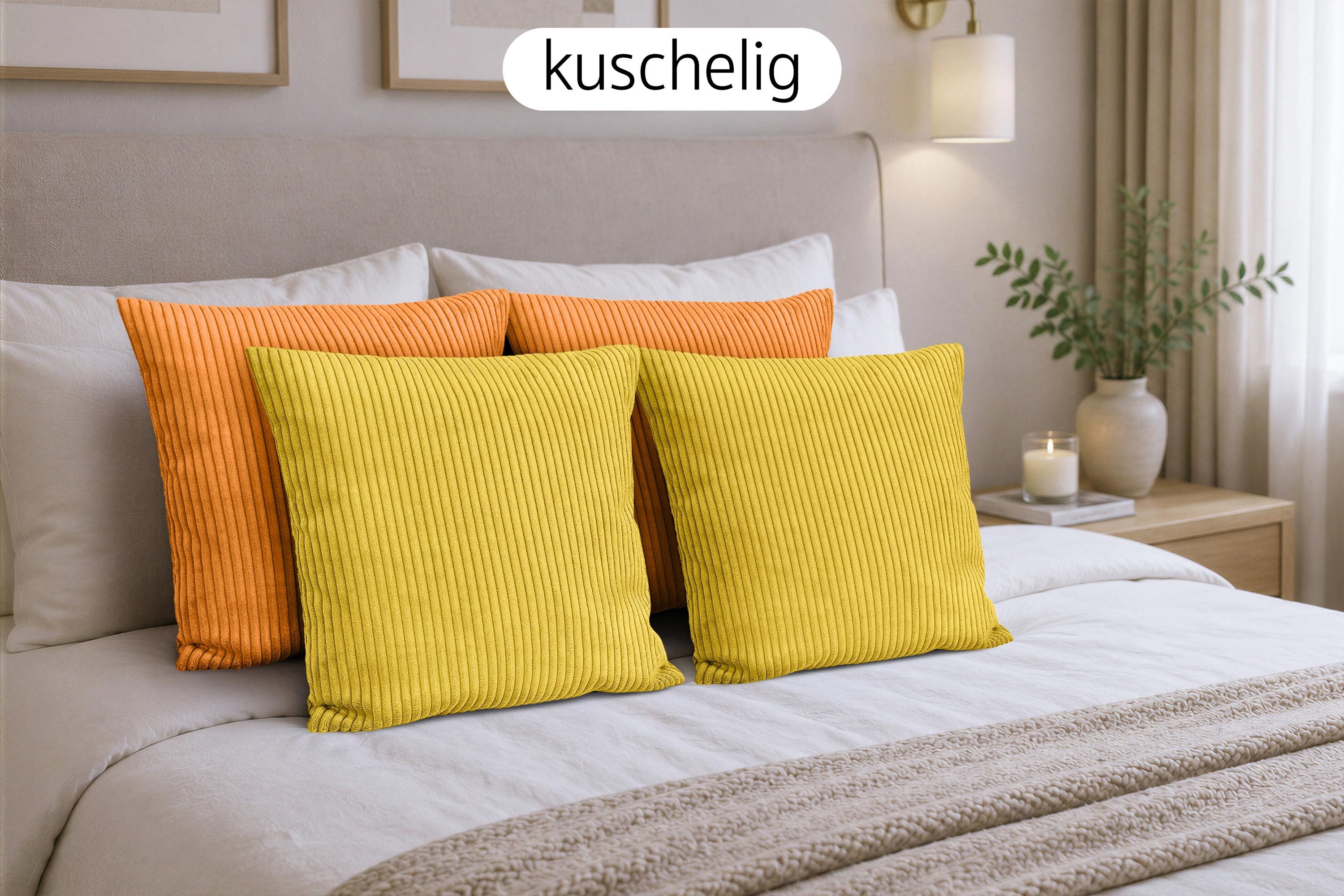 Amilian Dekokissen Sofakissen Zierkissen 4er-Set - angenehm weich, mit Füllung, formstabile Füllung weich und gemütlich
