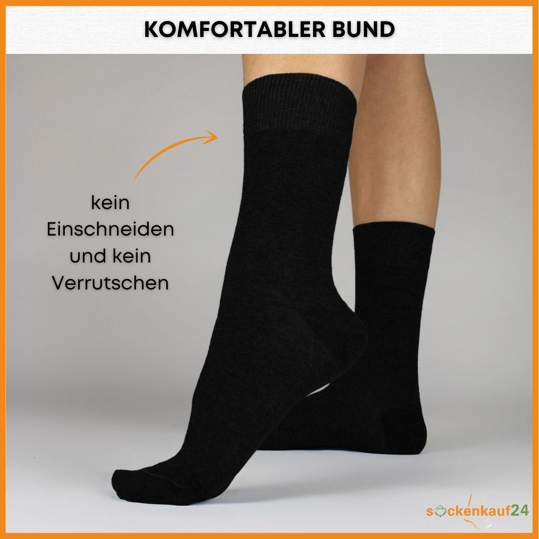 sockenkauf24 Socken 10 Paar (Basicline) Business - Baumwolle WP (Schwarz/Jeans, Socken Socken Damen Komfortbund 43-46) mit 70201T Herren &