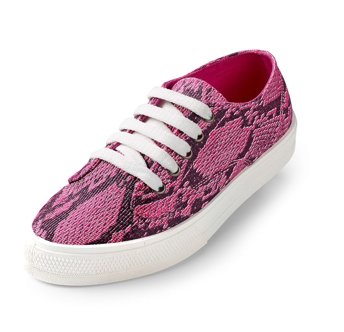 Sommer Schnürschuhe Glitzer Halbschuhe Textil Sneaker dynamic24 Sneaker Schuhe Damen Freizeit pink