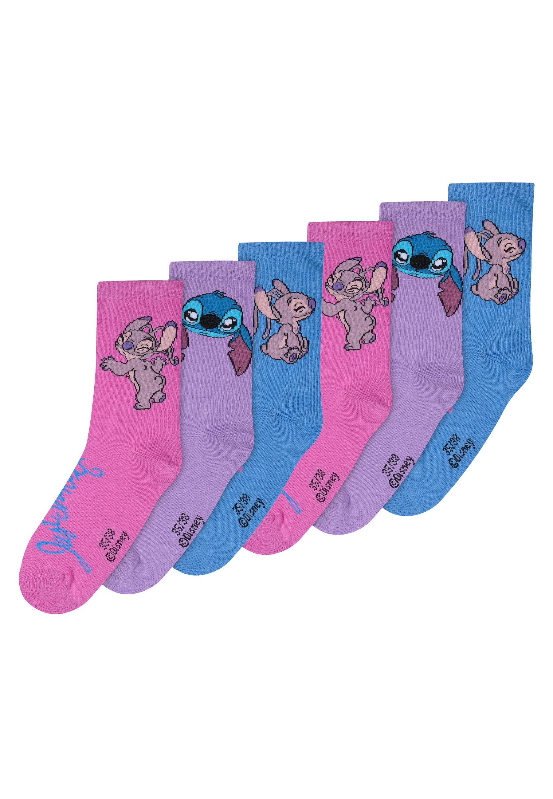 Socken Stitch Kinder Mädchen Socken 6er Pack