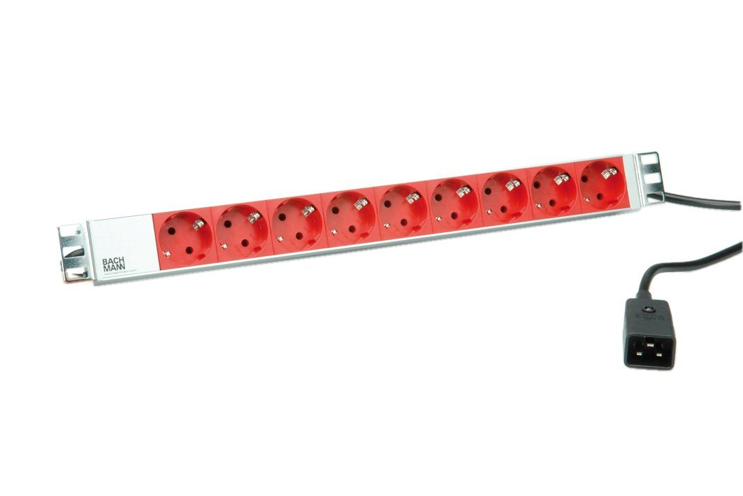 Bachmann 19" Steckdosenleiste 9x Schutzkontakt C20-Stecker Steckdosenleiste (Kabellänge 2 m), 333.936
