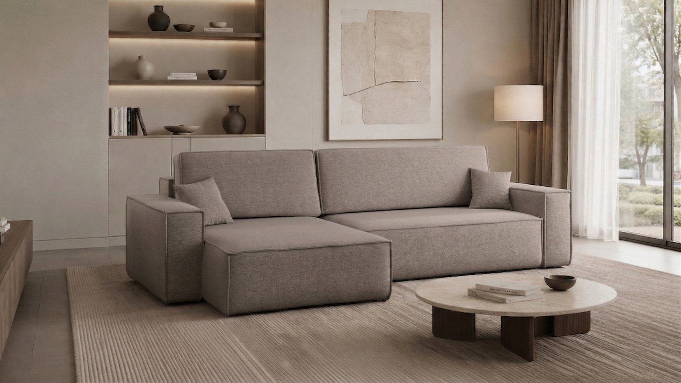 Kaiser Möbel Ecksofa mit schlaffunktion und bettkasten, BEST XL stoff Poso, Quelle, Verita, Mit Bettfunktion und Bettzeugfach