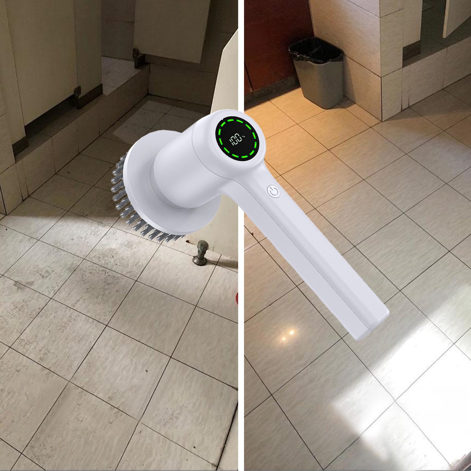 REDOM Elektro-Oberflächenbürste Elektrische Reinigungsbürste 5-in-1 Kabellos, 2000 mAh Akku IPX7 Wasserdicht, 1-tlg., 5 austauschbare Reinigungsaufsätze 2 Geschwindigkeiten, Für Bad Küche Fliesen Fugen Glas mehr