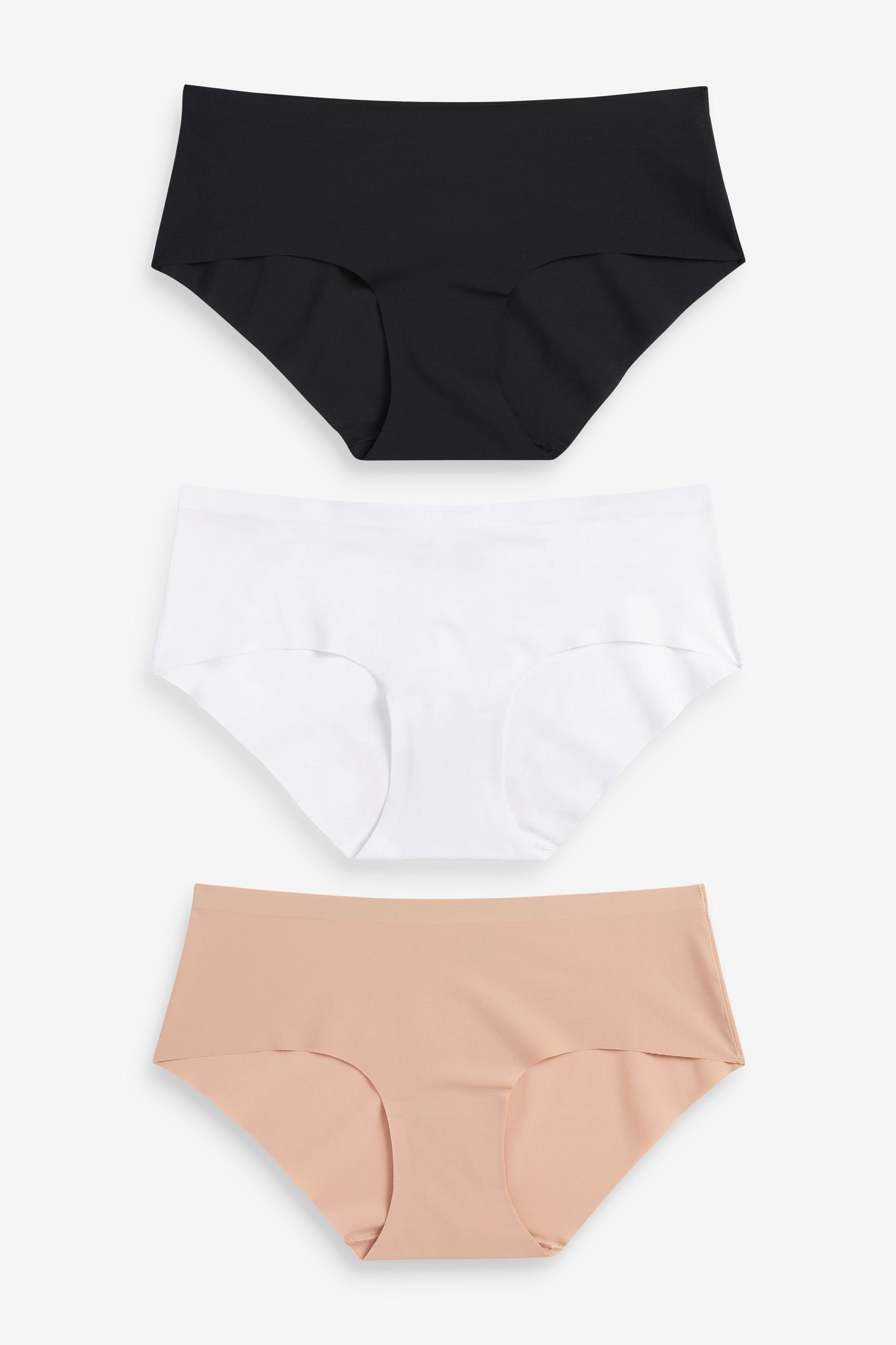 3er-Pack (3-St) Next Panties, Black/White/Nougat Nahtlose Slip