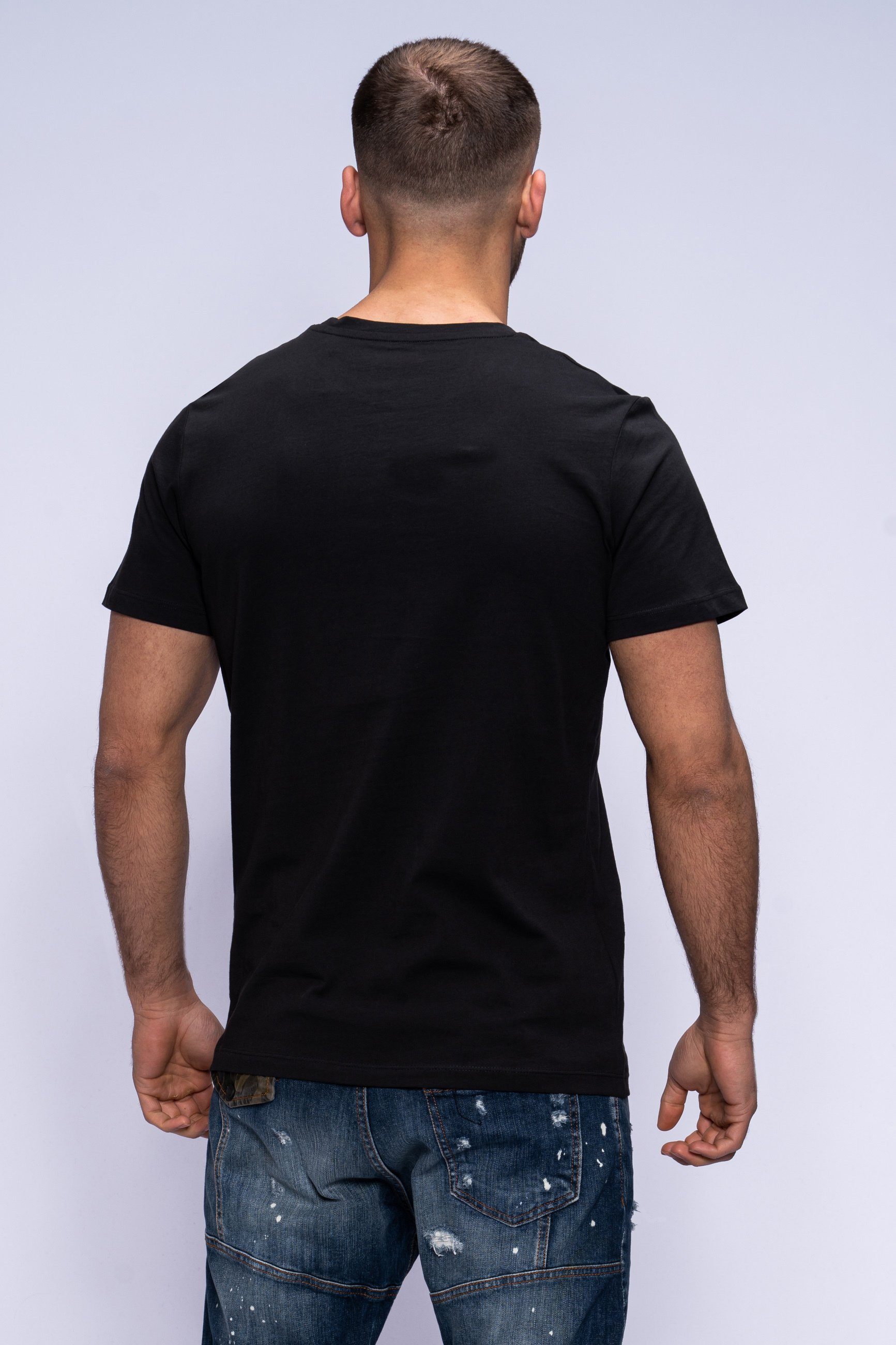 Jack & Jones Print-Shirt ELEMENTS TEE SS CREW NECK Kurzarmshirt aus Baumwolle Stretch Shirt Baumwoll-Jersey Logo Druck
