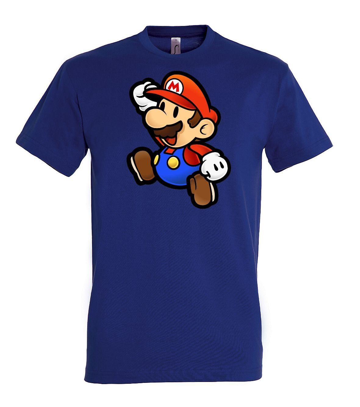 Mario T-Shirt Navyblau Frontprint trendigem Mit T-Shirt Youth Designz Herren