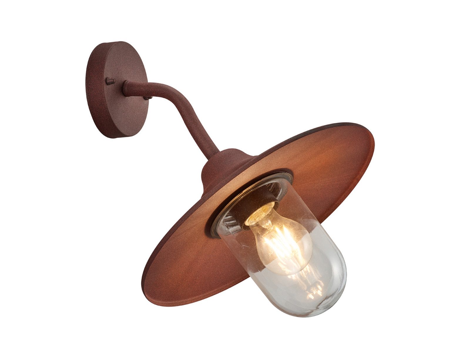 TRIO Leuchten LED Außen-Wandleuchte Metall Rostoptik & Glasschirm, Höhe 32cm, LED wechselbar, Warmweiß, Wand Außenleuchte, Fassadenbeleuchtung Landhausstil inkl. E27 LED