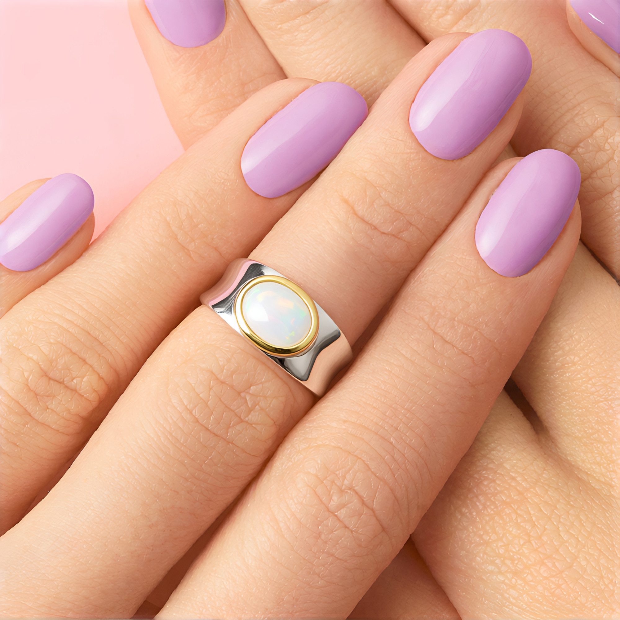 Cavill Solitärring Cavill Welo-Opal Ring 1,37 ct Oval 925 Silber Goldfassun günstig online kaufen