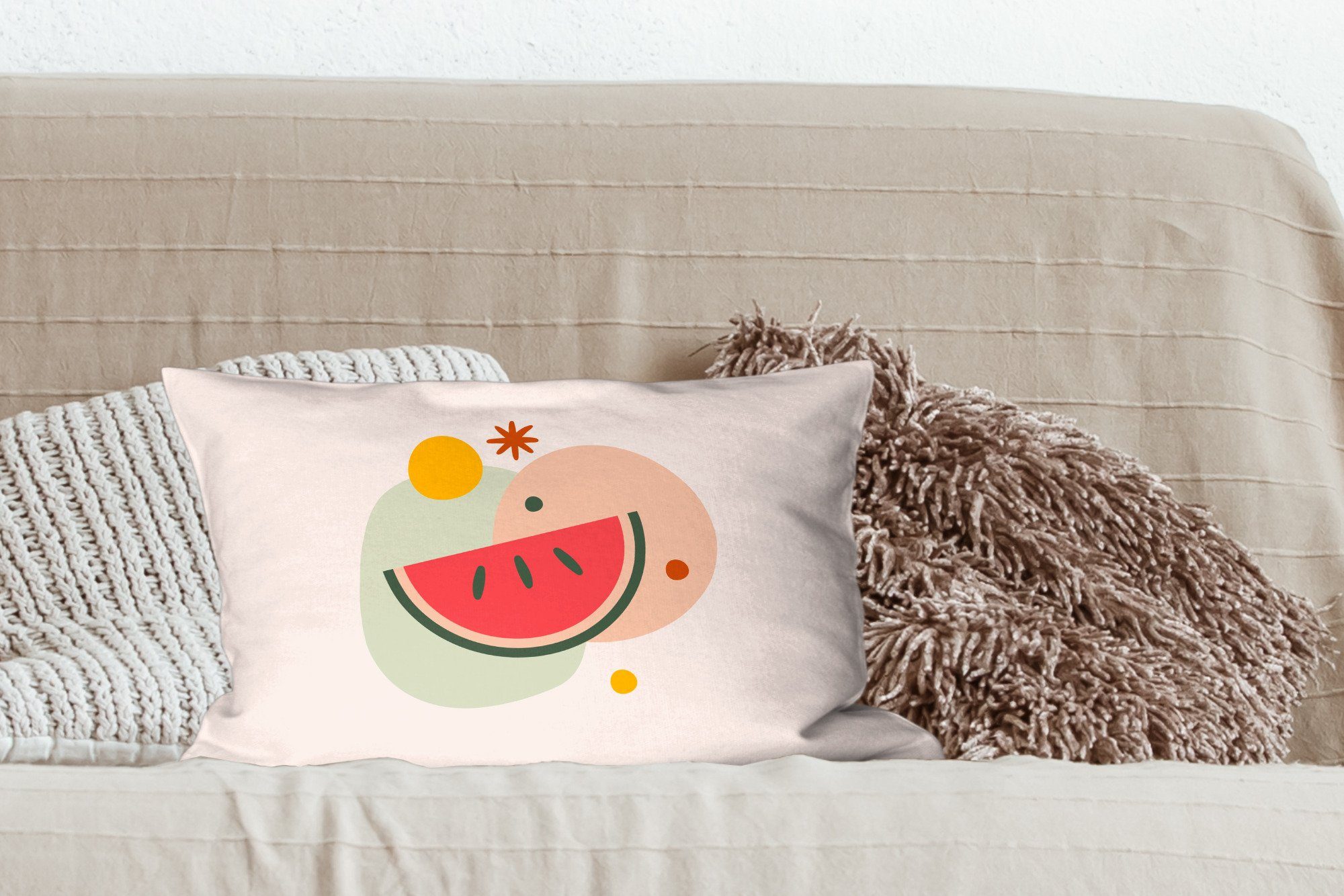 MuchoWow Dekokissen Wassermelone Schlafzimmer - - Zierkissen, mit Pastell, Füllung, Obst Dekoration, Wohzimmer Dekokissen