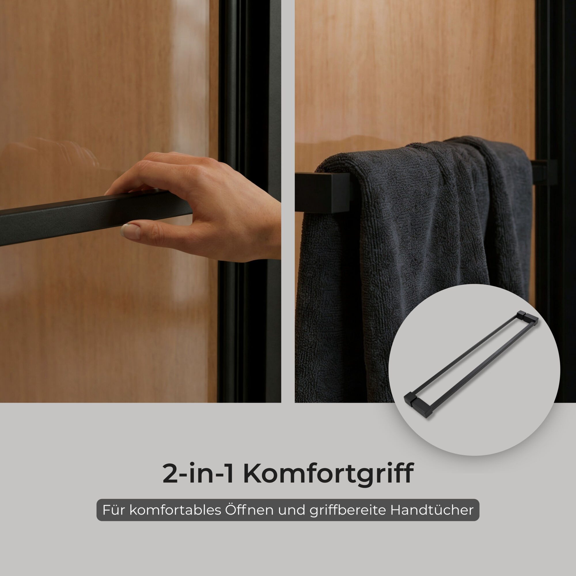 Schulte Eckdusche Sunny, BxT: 80x80 cm, Sicherheitsglas, Schwenk-Schiebetür mit Seitenwand Nano-Beschichtung Mattschwarz