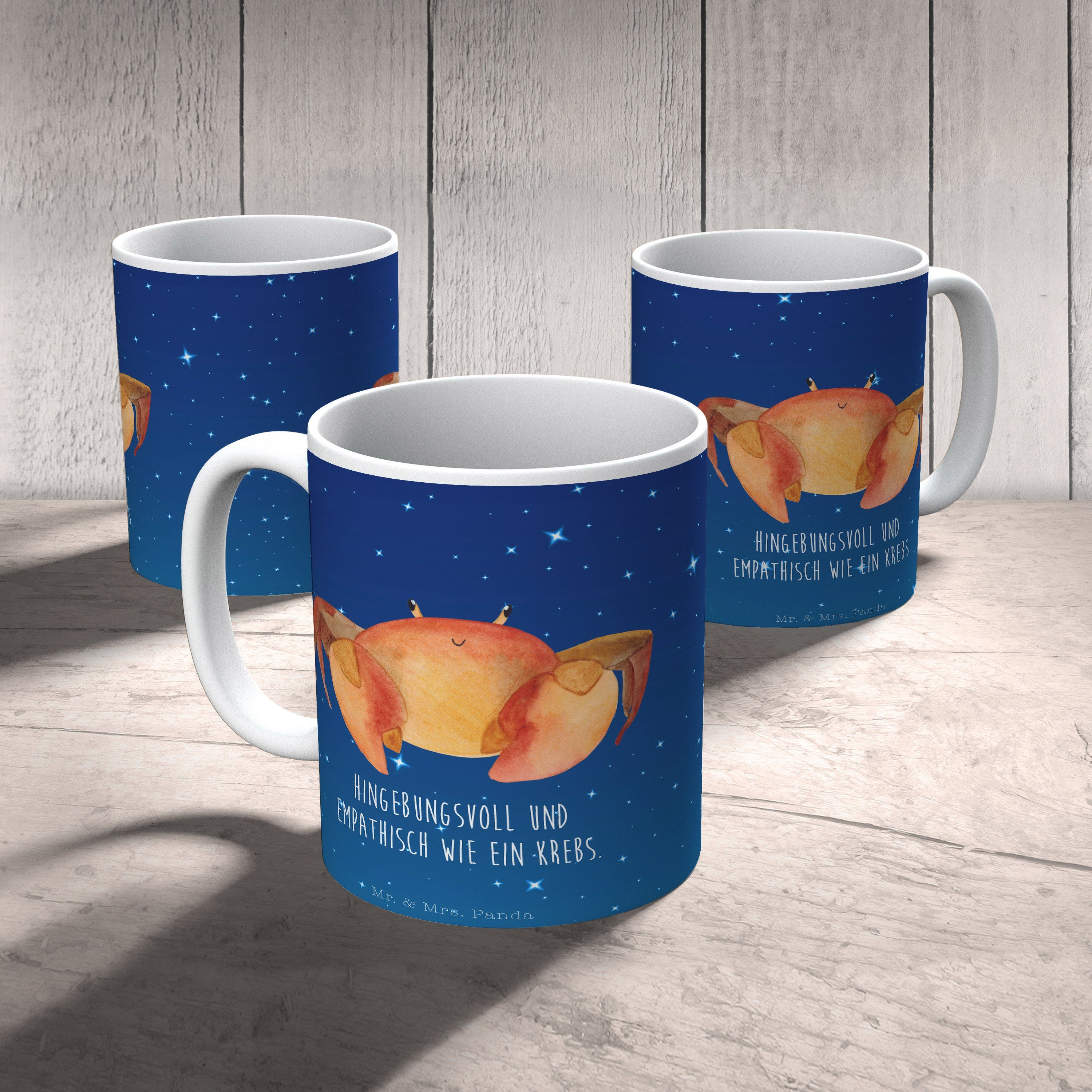 Krebs & Sternenhimmel Blau Sternzeichen Keramik Tasse Krabbe, - Geschenk, Mrs. Panda Mr. Geschenk, -