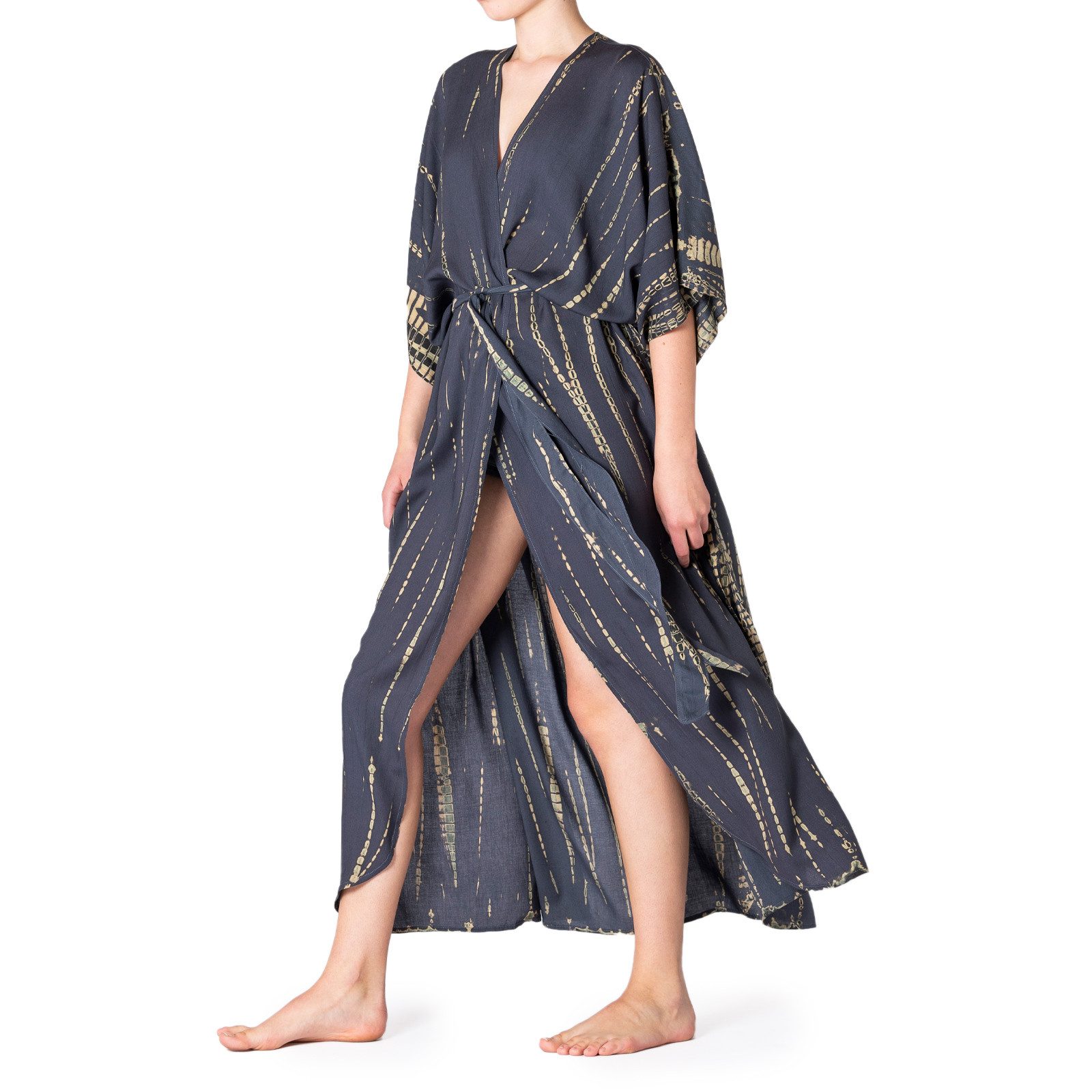 PANASIAM Tunikakleid Damen Kimono Maxi Strandkleid aus natürlicher Viskose günstig online kaufen