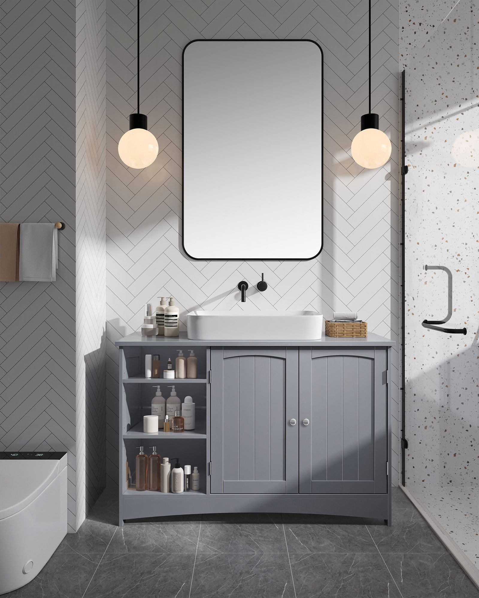 VASAGLE Waschbeckenunterschrank Unterschrank Badezimmerschrank extra lang, günstig online kaufen