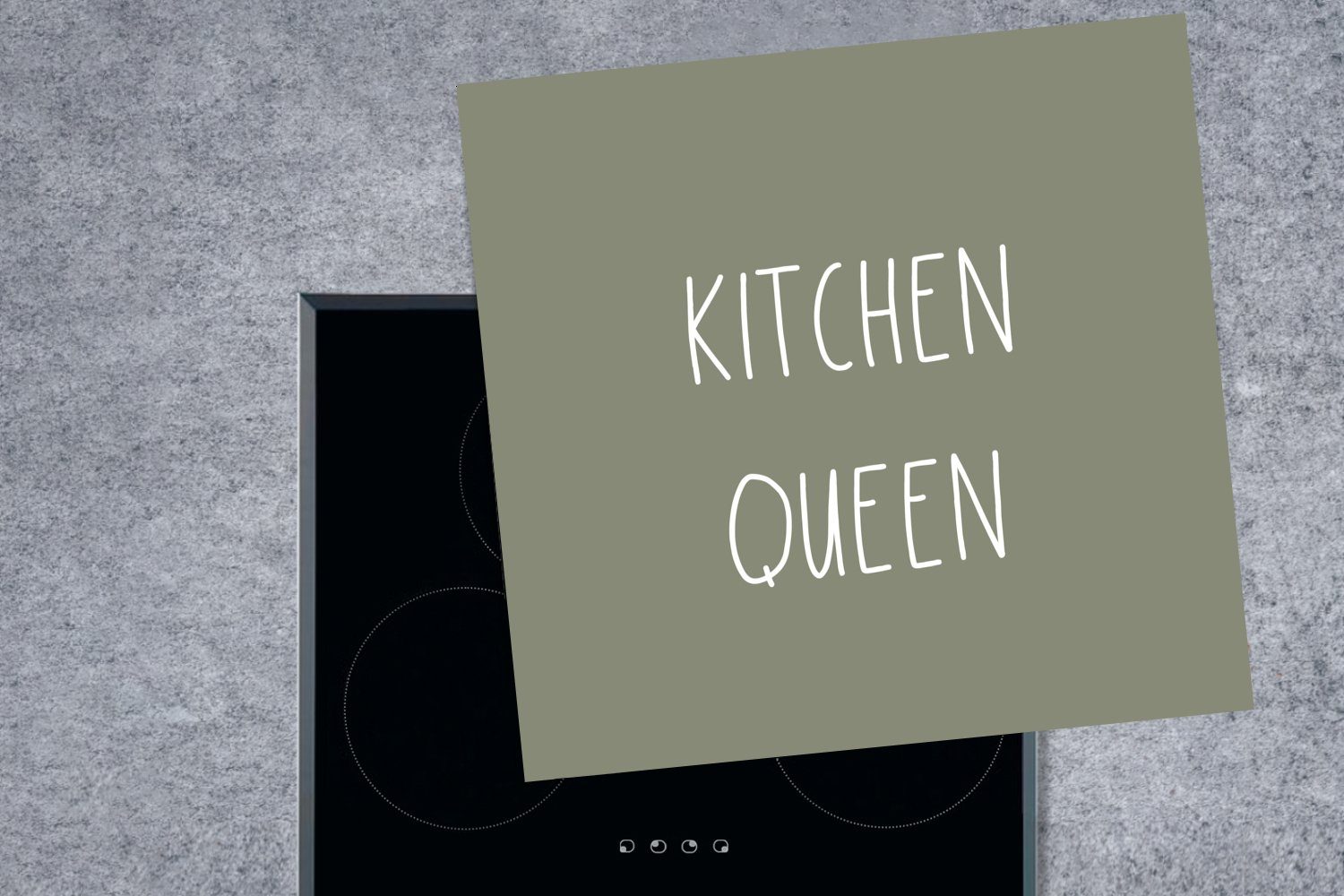 MuchoWow Herdblende-/Abdeckplatte Zitate - - Küche, Arbeitsplatte tlg), (1 Küchenkönigin für - küche 78x78 cm, Sprichwörter Ceranfeldabdeckung, Vinyl
