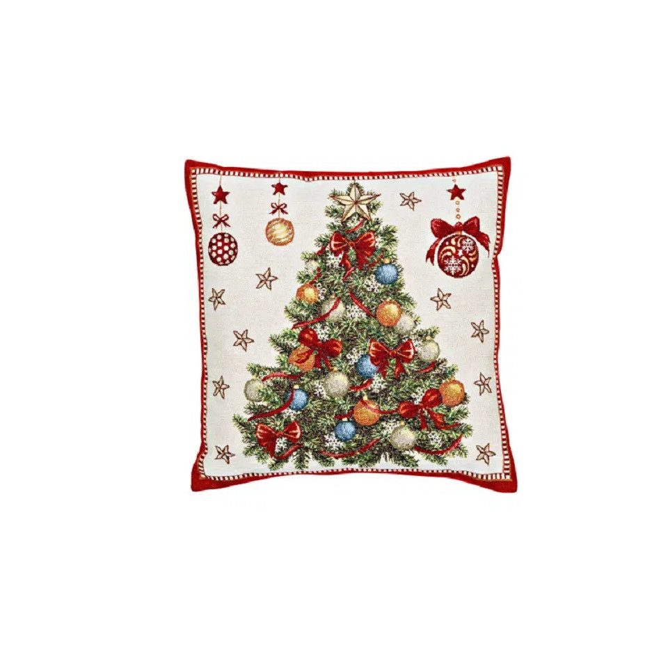 Interdesign24 Kissenbezüge Tannenbaum Beige/Rot